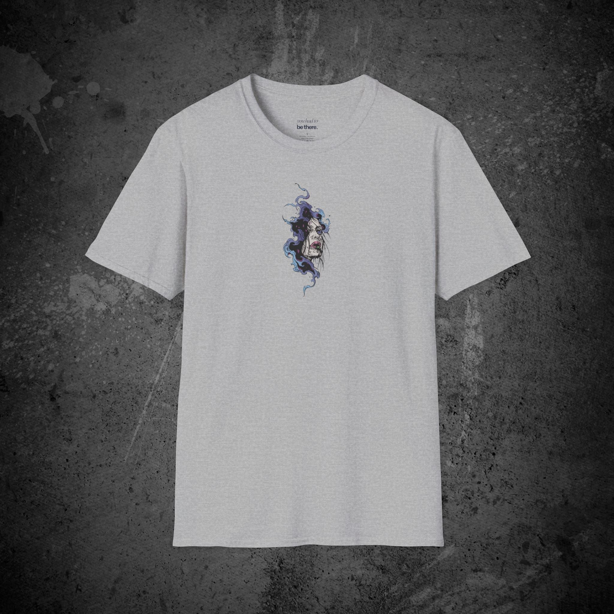 haunted portrait printed t-shirt — nostalgic minimalist streetwear tee