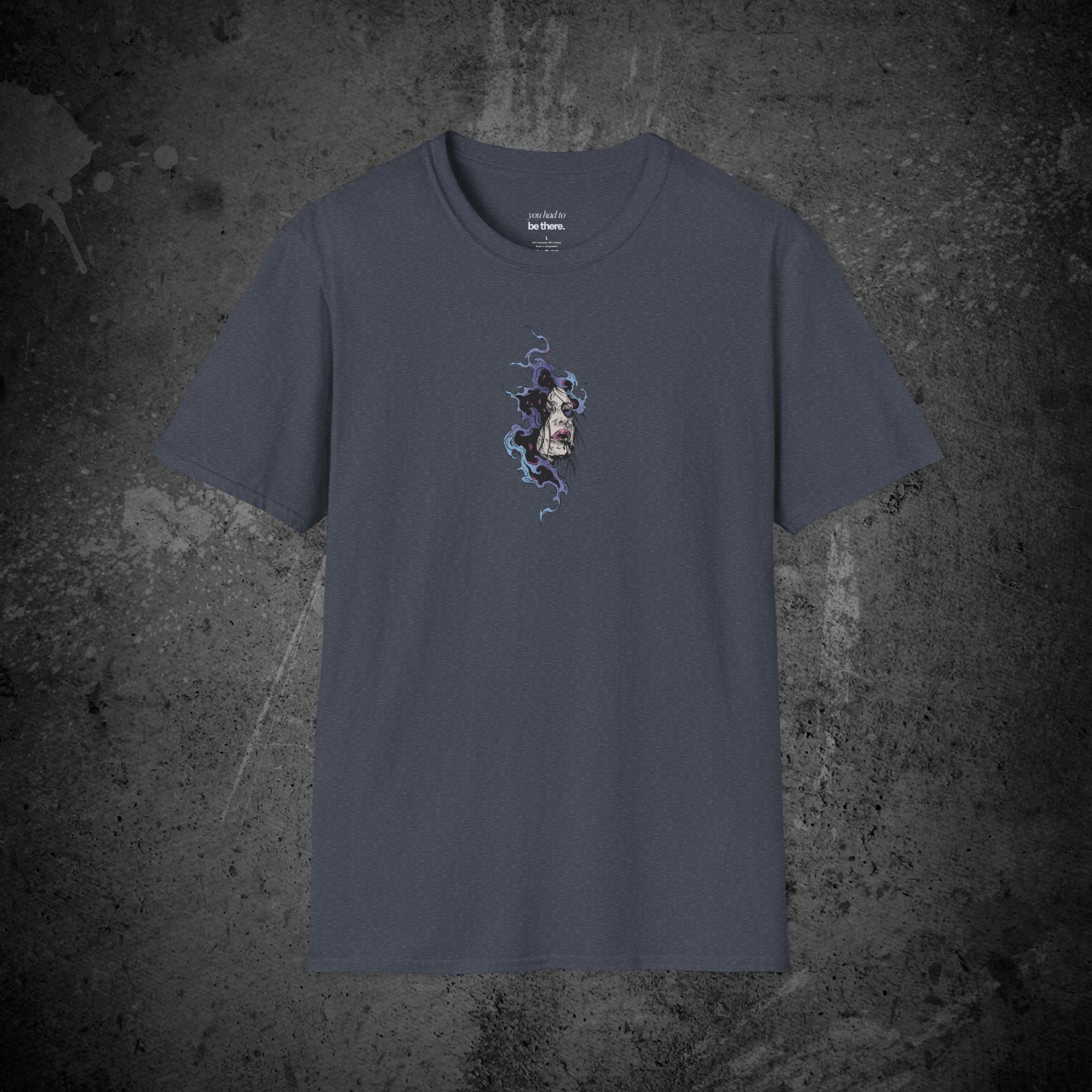 haunted portrait printed t-shirt — nostalgic minimalist streetwear tee