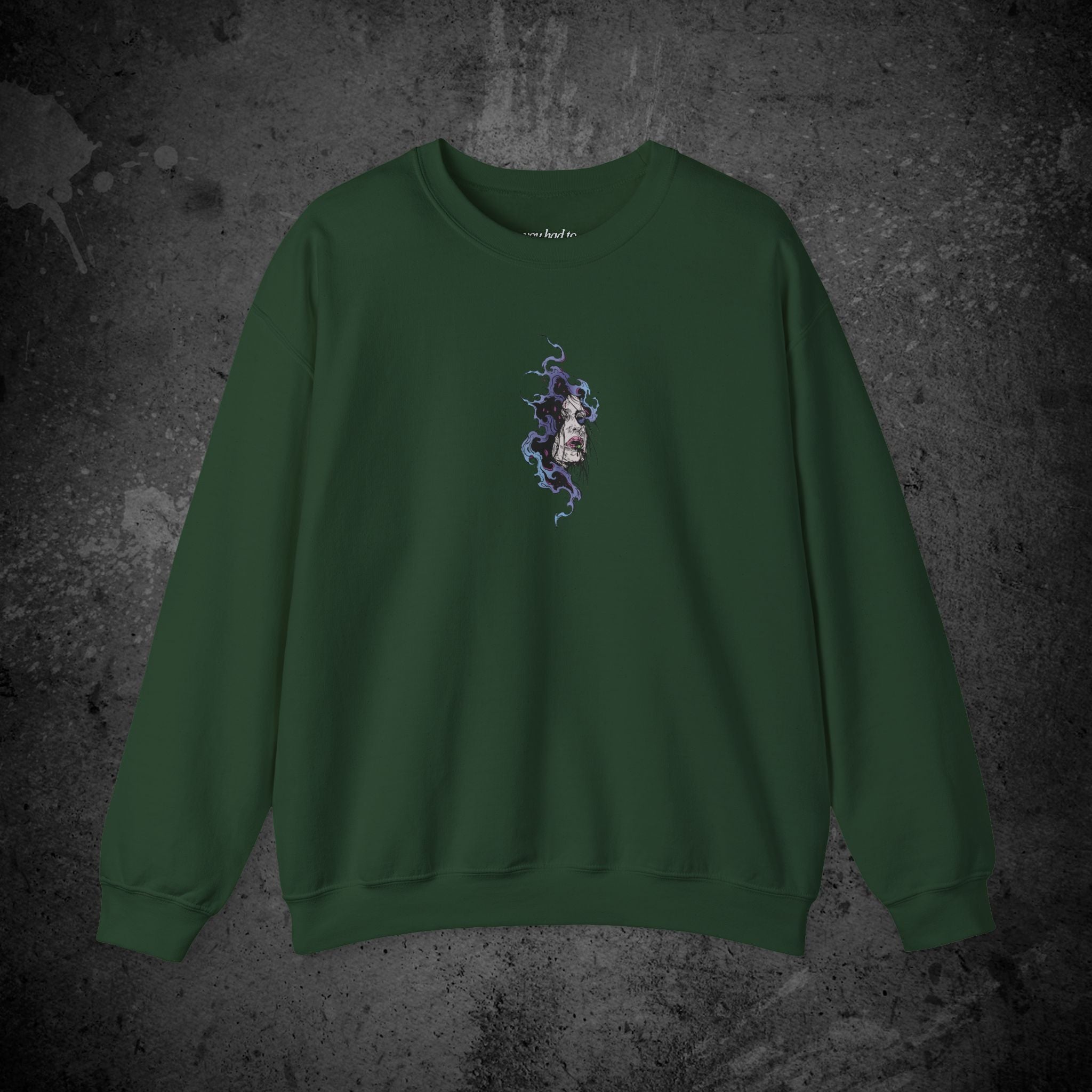 haunted portrait printed crewneck sweatshirt — nostalgic minimalist streetwear