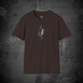 haunted portrait printed t-shirt — nostalgic minimalist streetwear tee