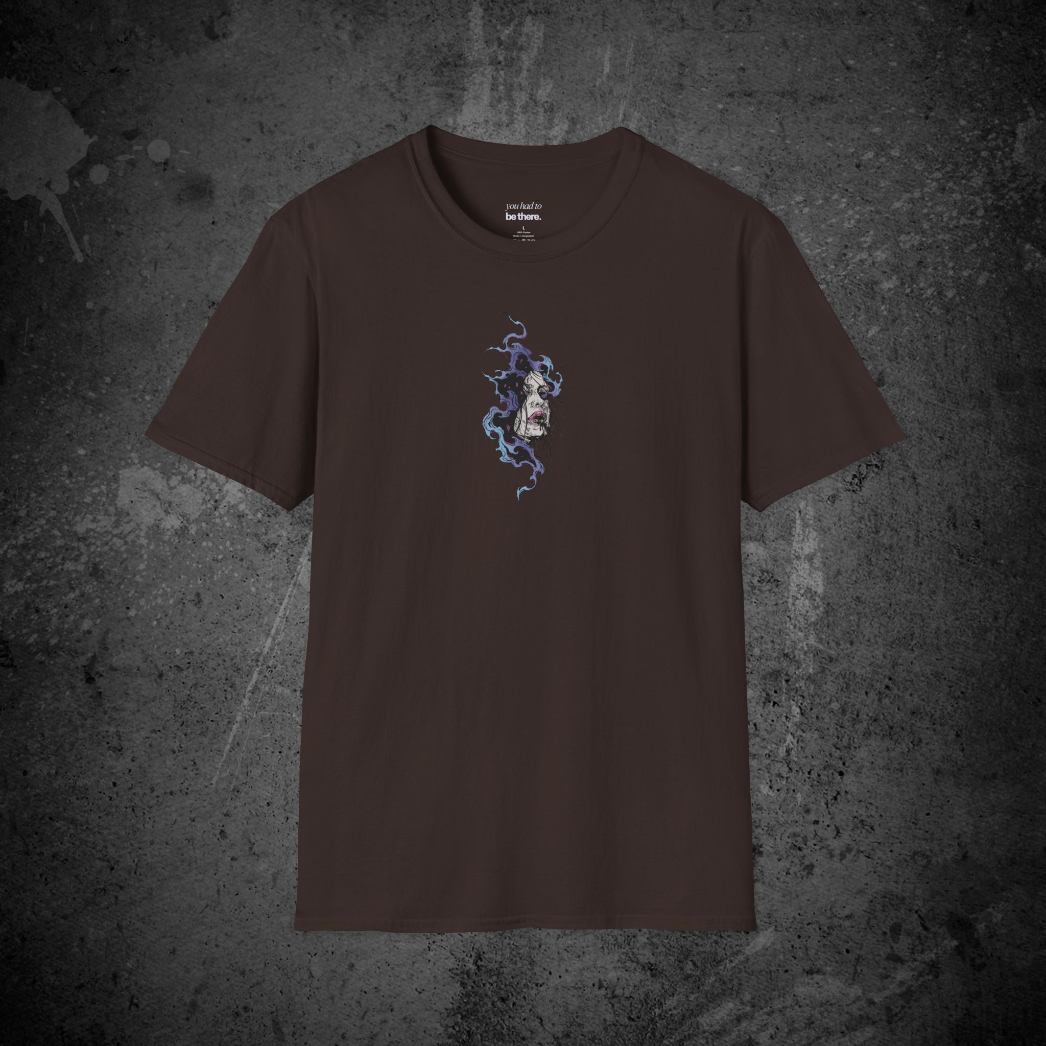 haunted portrait printed t-shirt — nostalgic minimalist streetwear tee