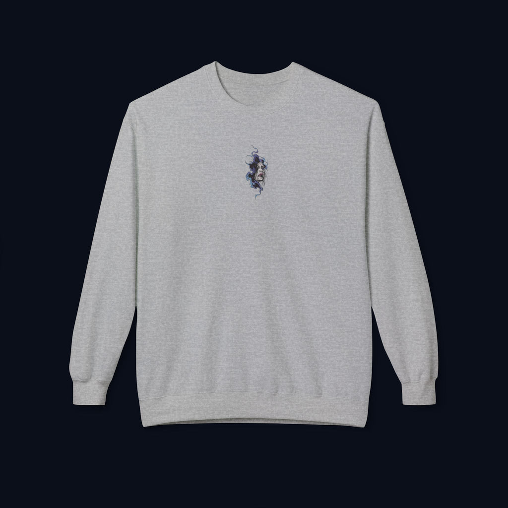 haunted portrait printed crewneck sweatshirt — nostalgic minimalist streetwear