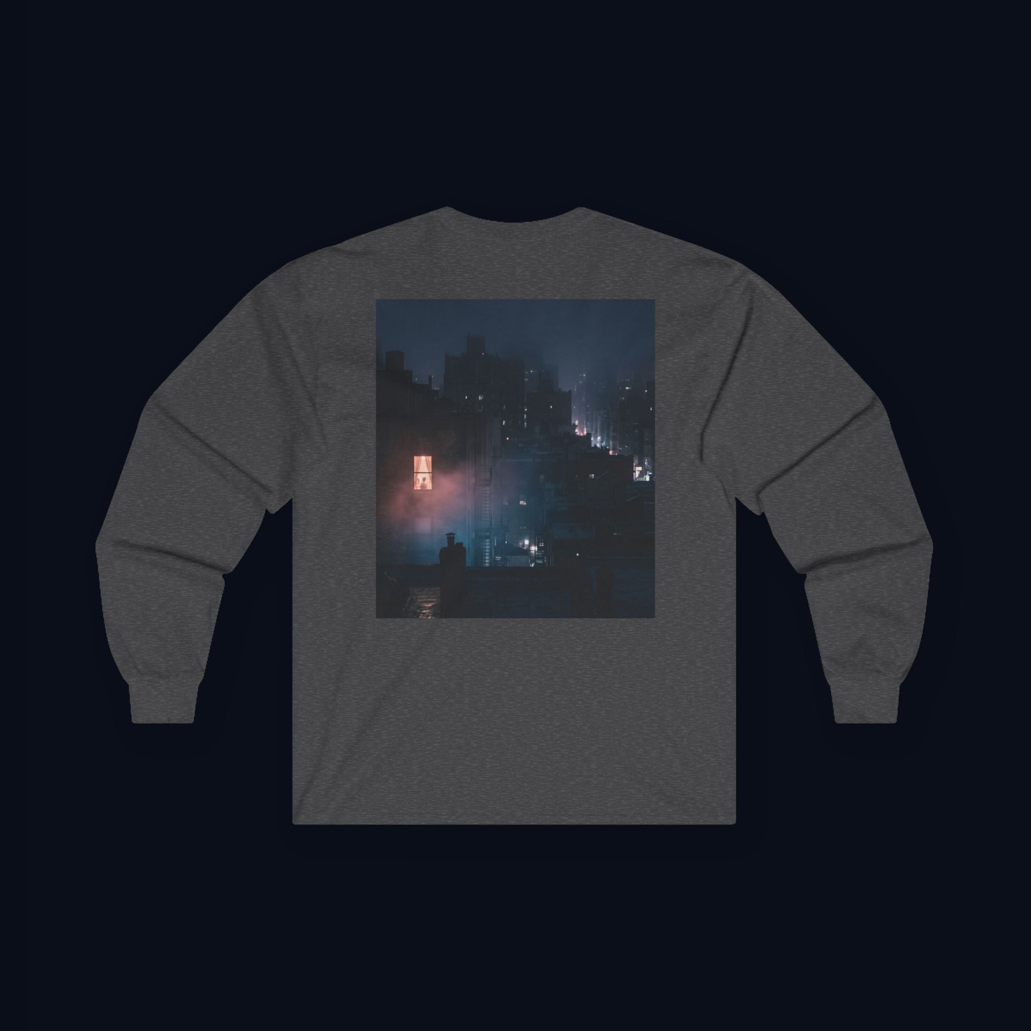 window light back print long sleeve t-shirt — nostalgic minimalist streetwear