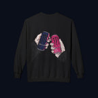 midnight cheers back print crewneck sweatshirt — nostalgic minimalist streetwear