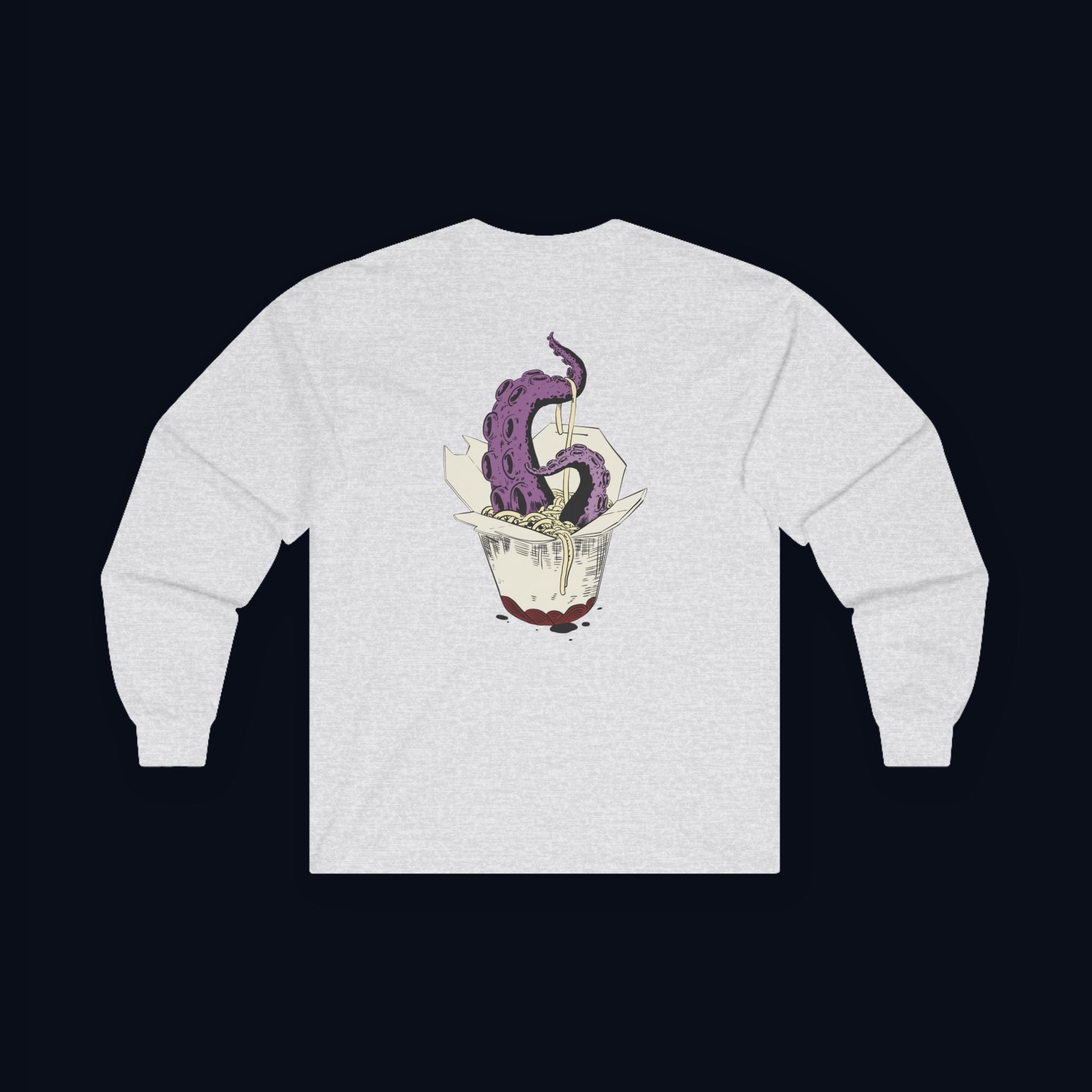 tentacle takeout back print long sleeve t-shirt — nostalgic minimalist streetwear