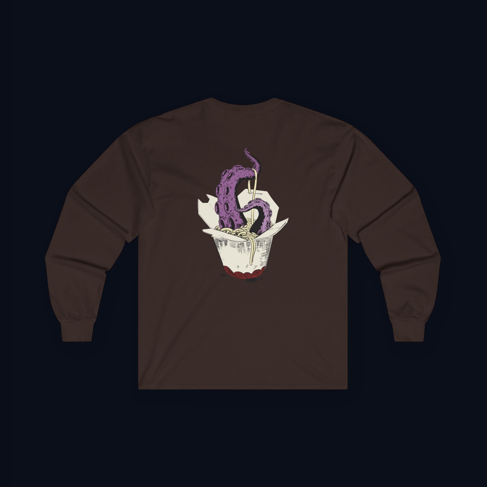 tentacle takeout back print long sleeve t-shirt — nostalgic minimalist streetwear