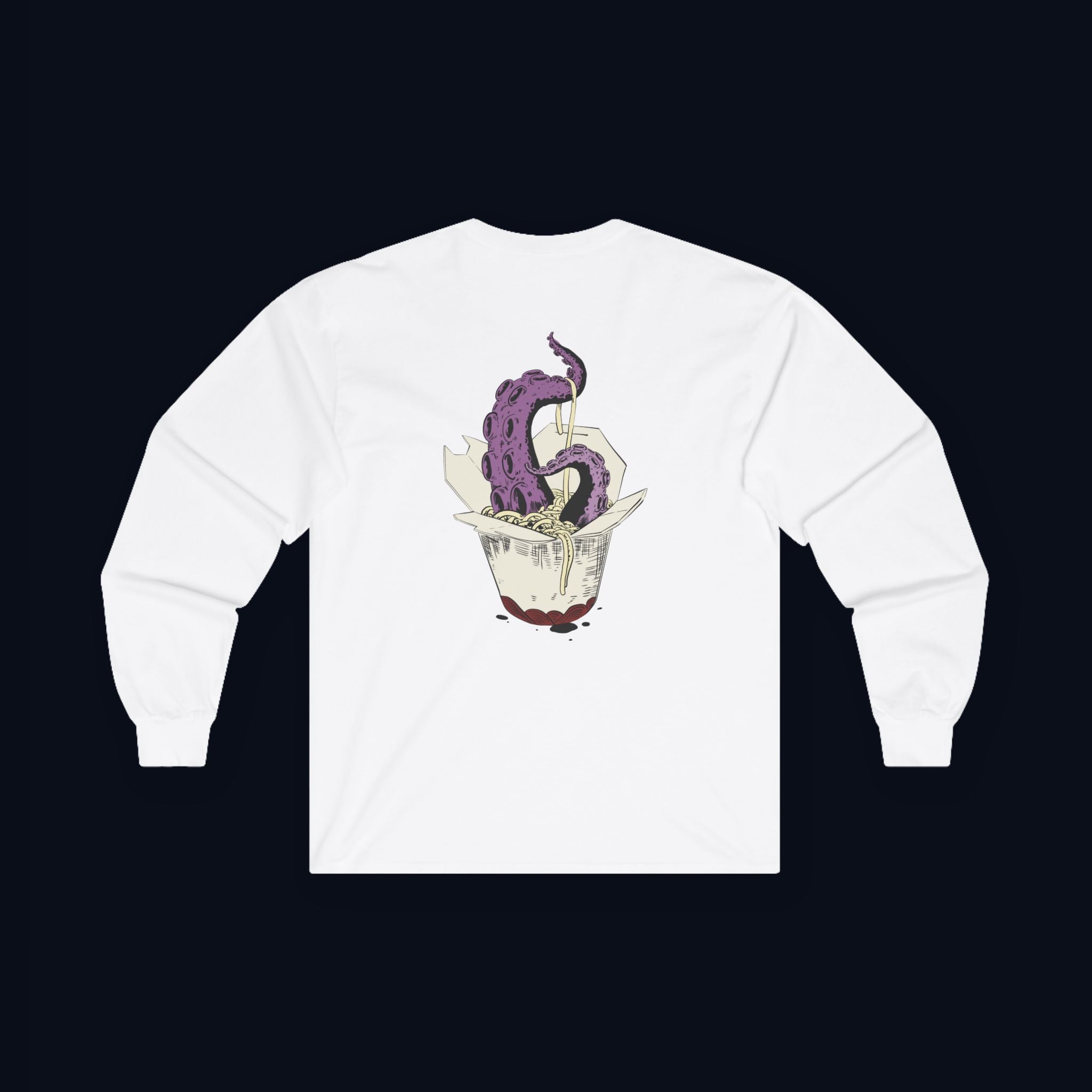 tentacle takeout back print long sleeve t-shirt — nostalgic minimalist streetwear