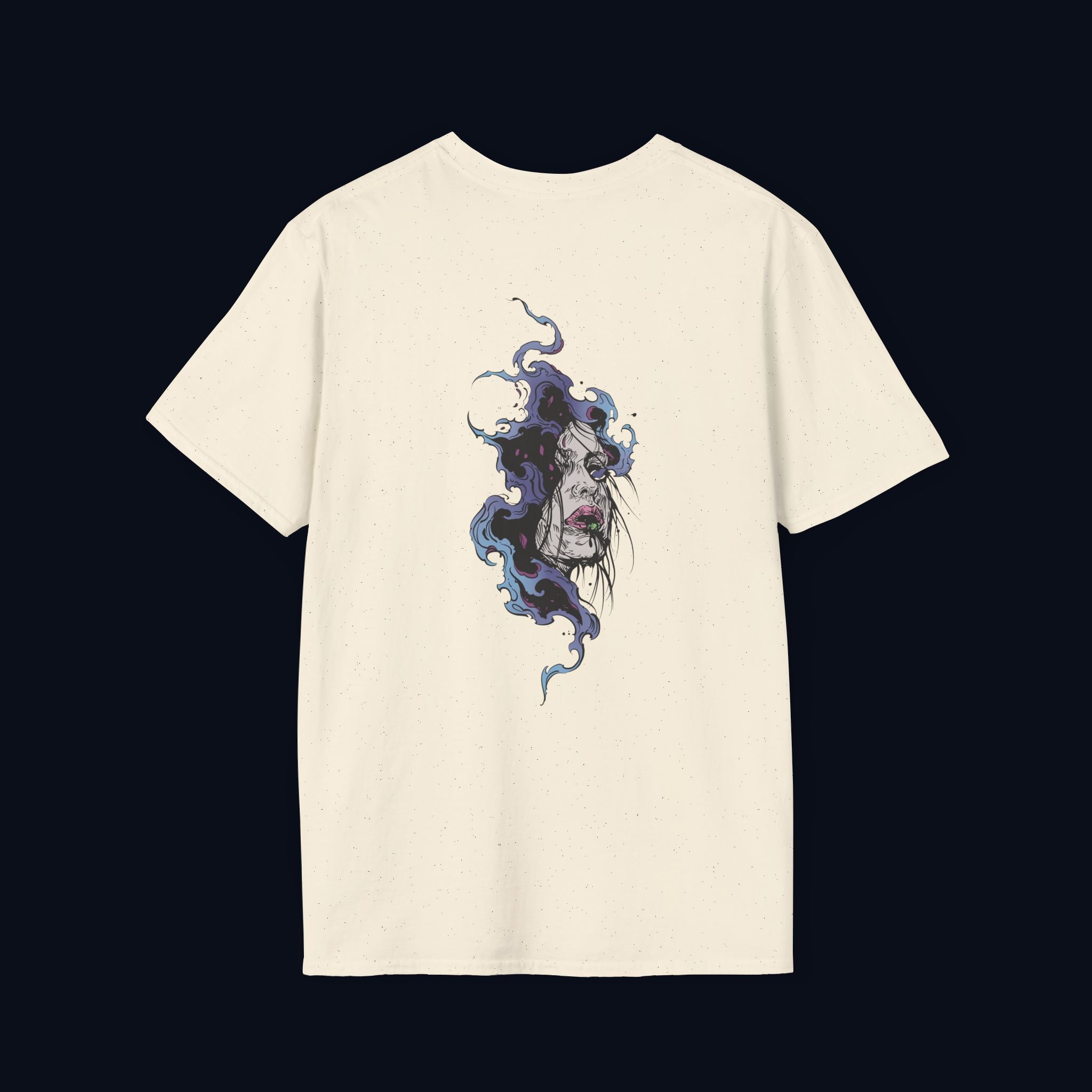 haunted portrait back print t-shirt — nostalgic streetwear inspired by memories
