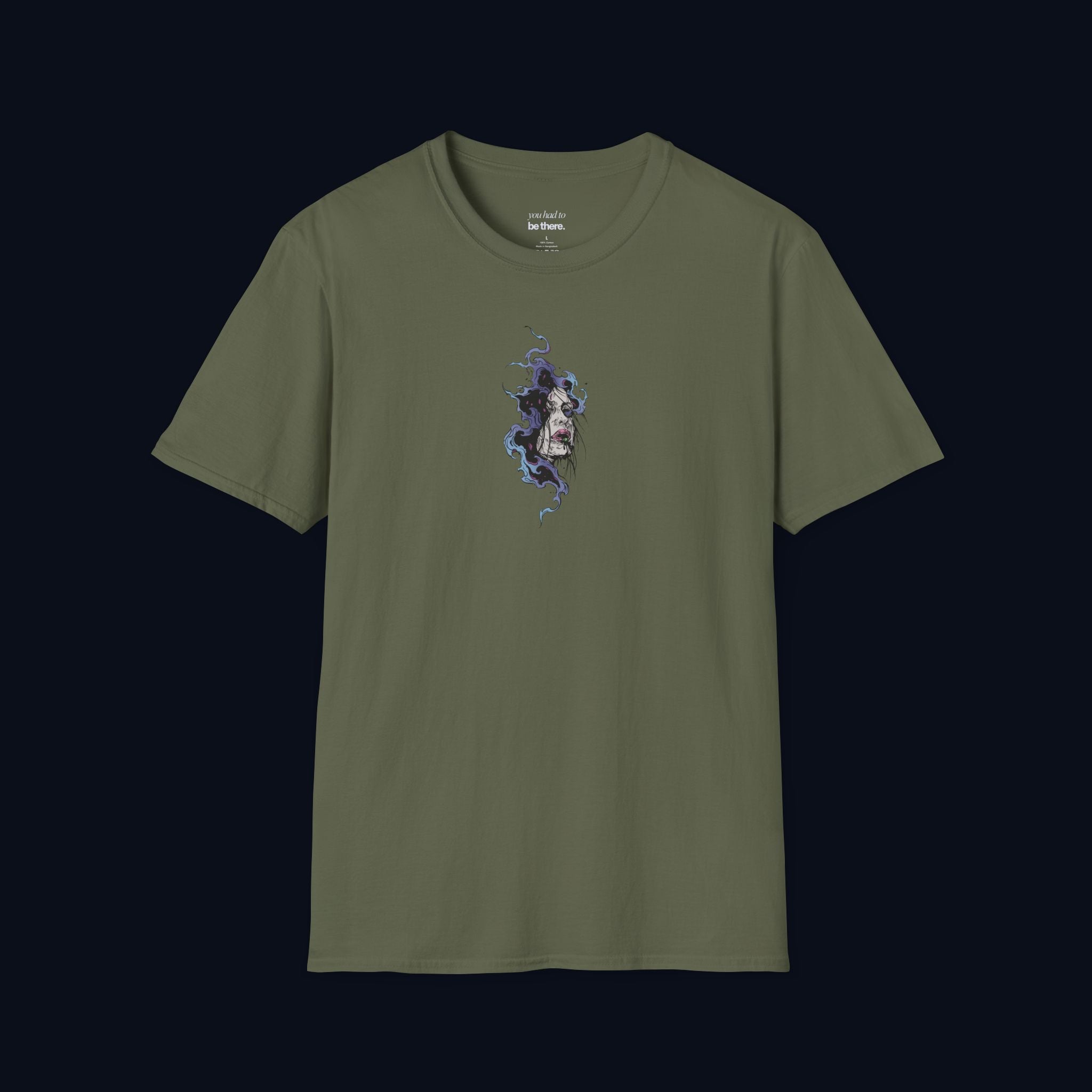 haunted portrait printed t-shirt — nostalgic minimalist streetwear tee