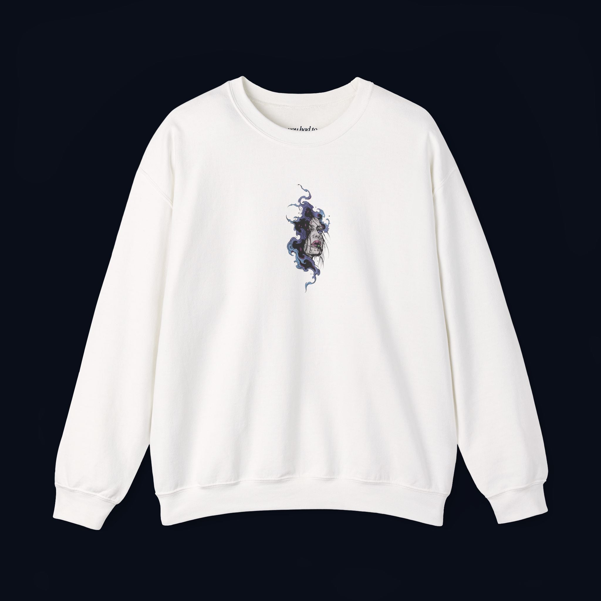 haunted portrait printed crewneck sweatshirt — nostalgic minimalist streetwear