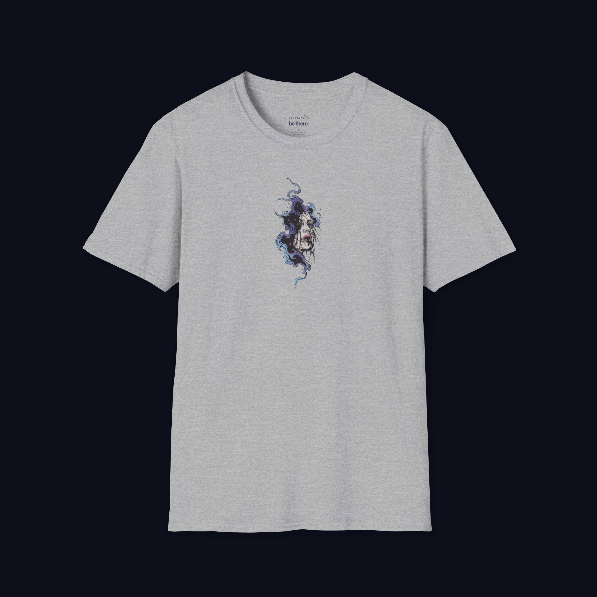 haunted portrait printed t-shirt — nostalgic minimalist streetwear tee