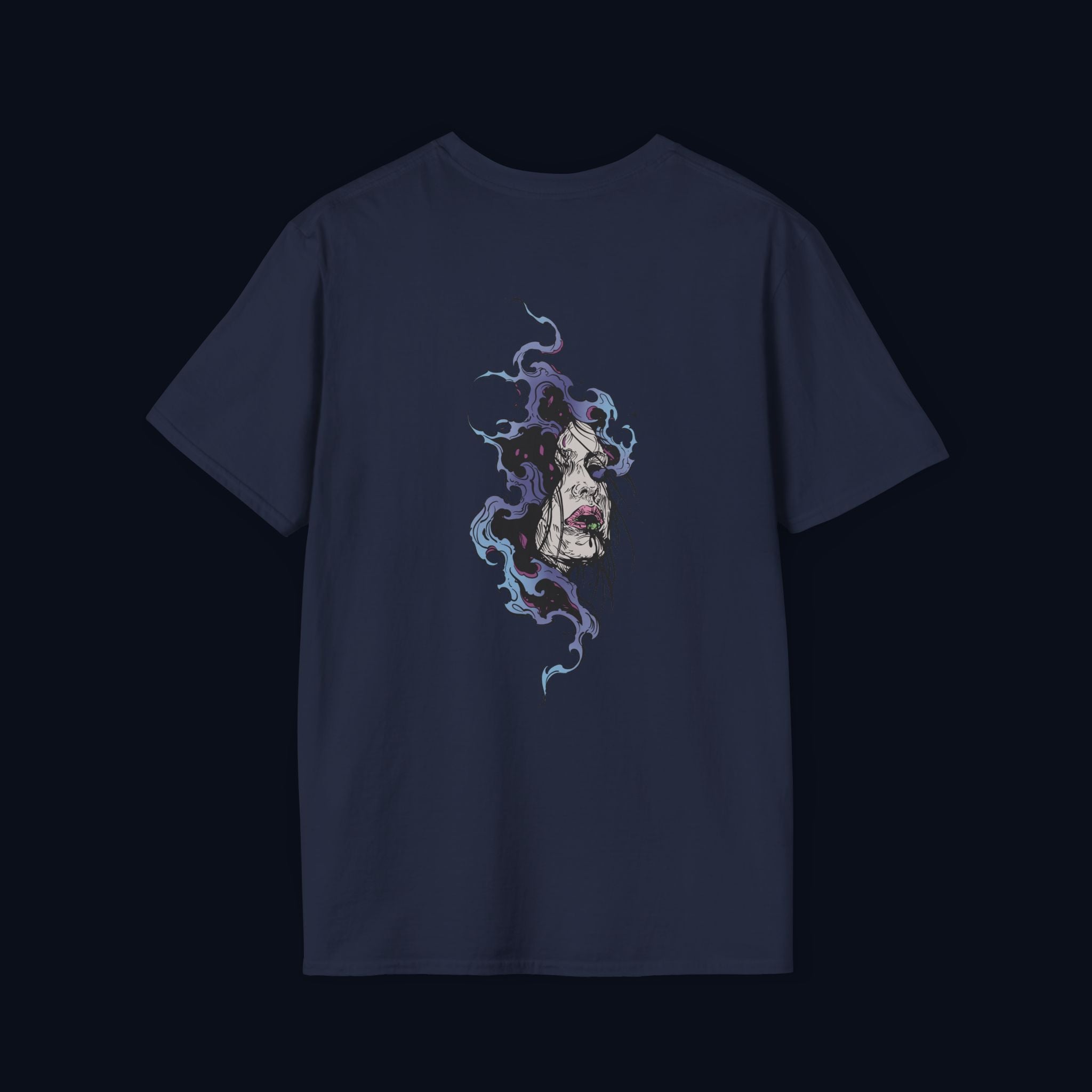 haunted portrait back print t-shirt — nostalgic streetwear inspired by memories