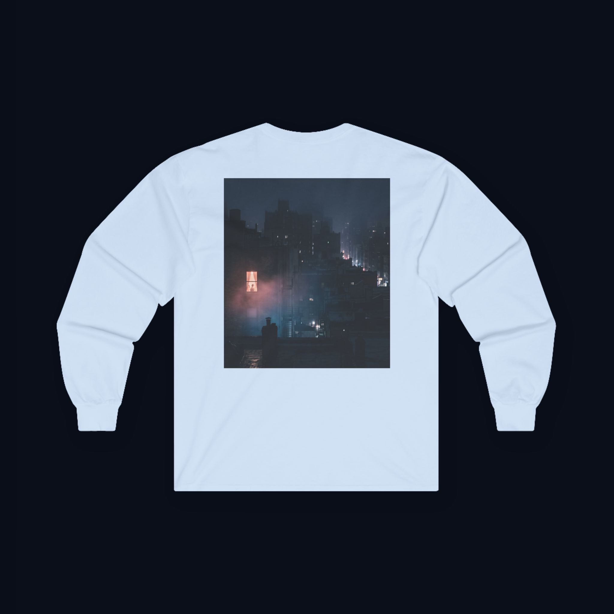 window light back print long sleeve t-shirt — nostalgic minimalist streetwear