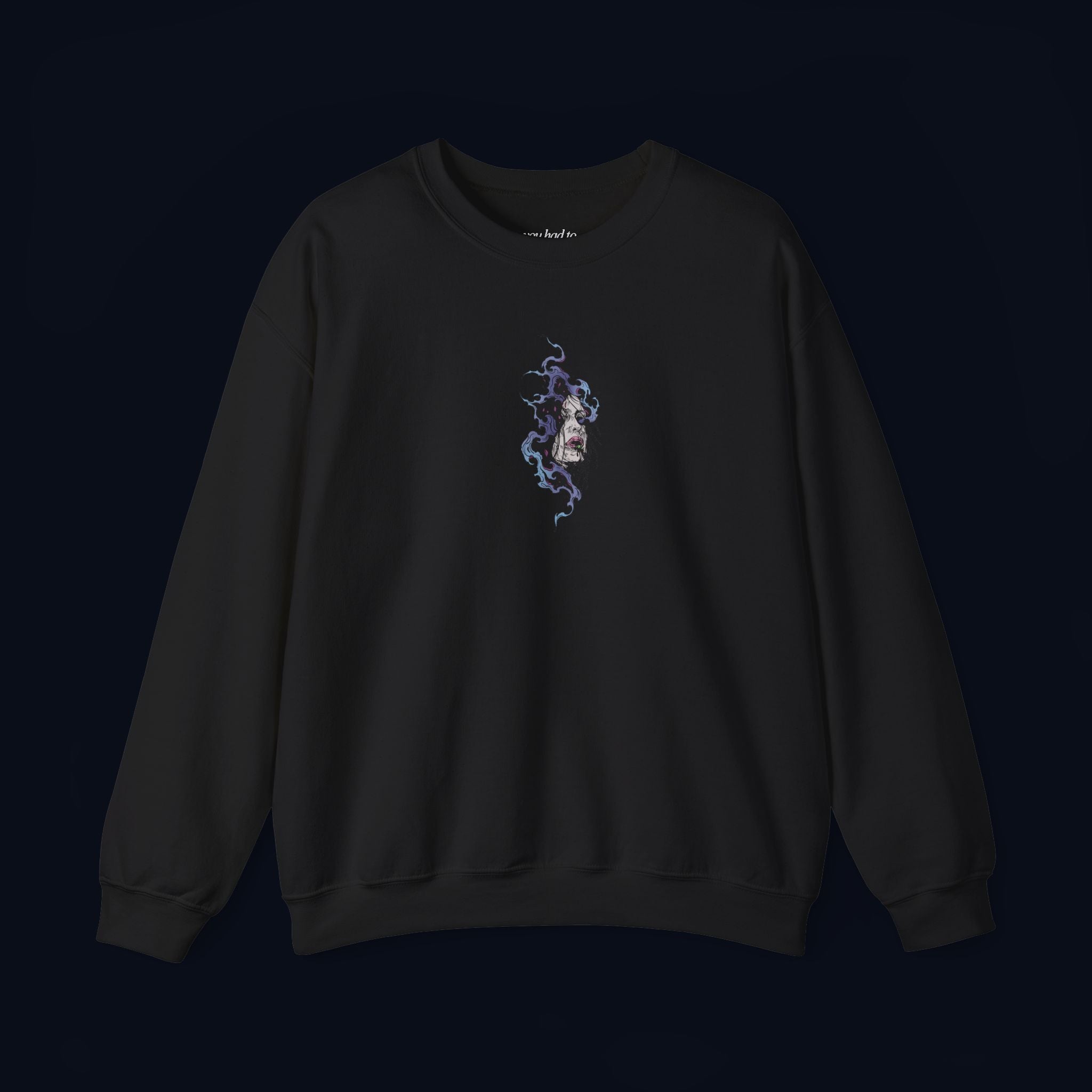 haunted portrait printed crewneck sweatshirt — nostalgic minimalist streetwear