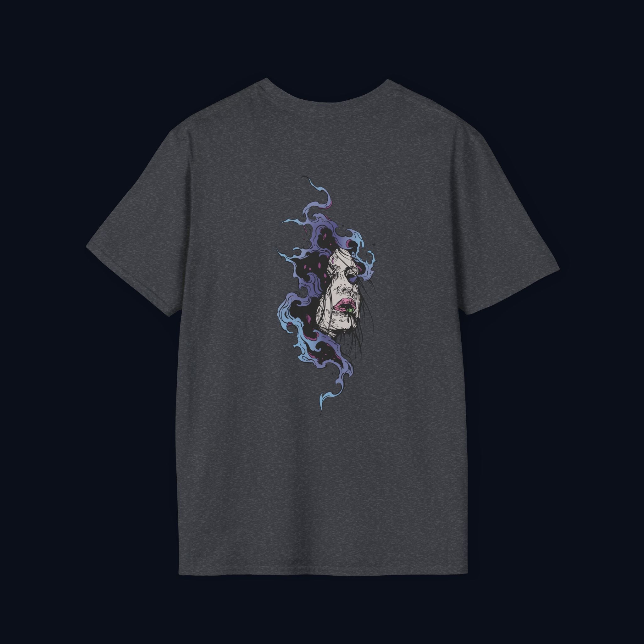 haunted portrait back print t-shirt — nostalgic streetwear inspired by memories