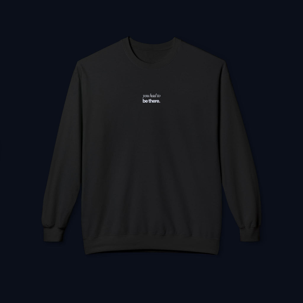 midnight cheers back print crewneck sweatshirt — nostalgic minimalist streetwear