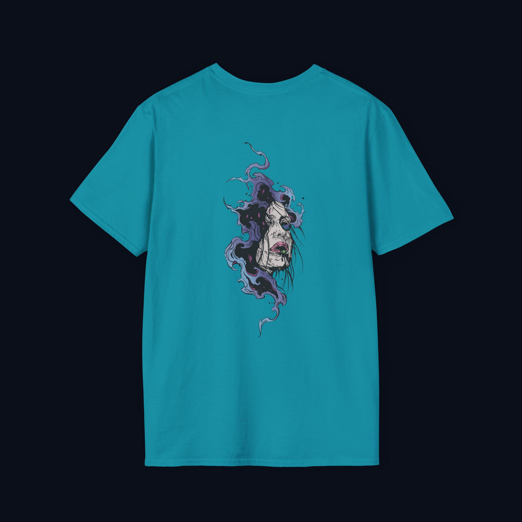 haunted portrait back print t-shirt — nostalgic streetwear inspired by memories