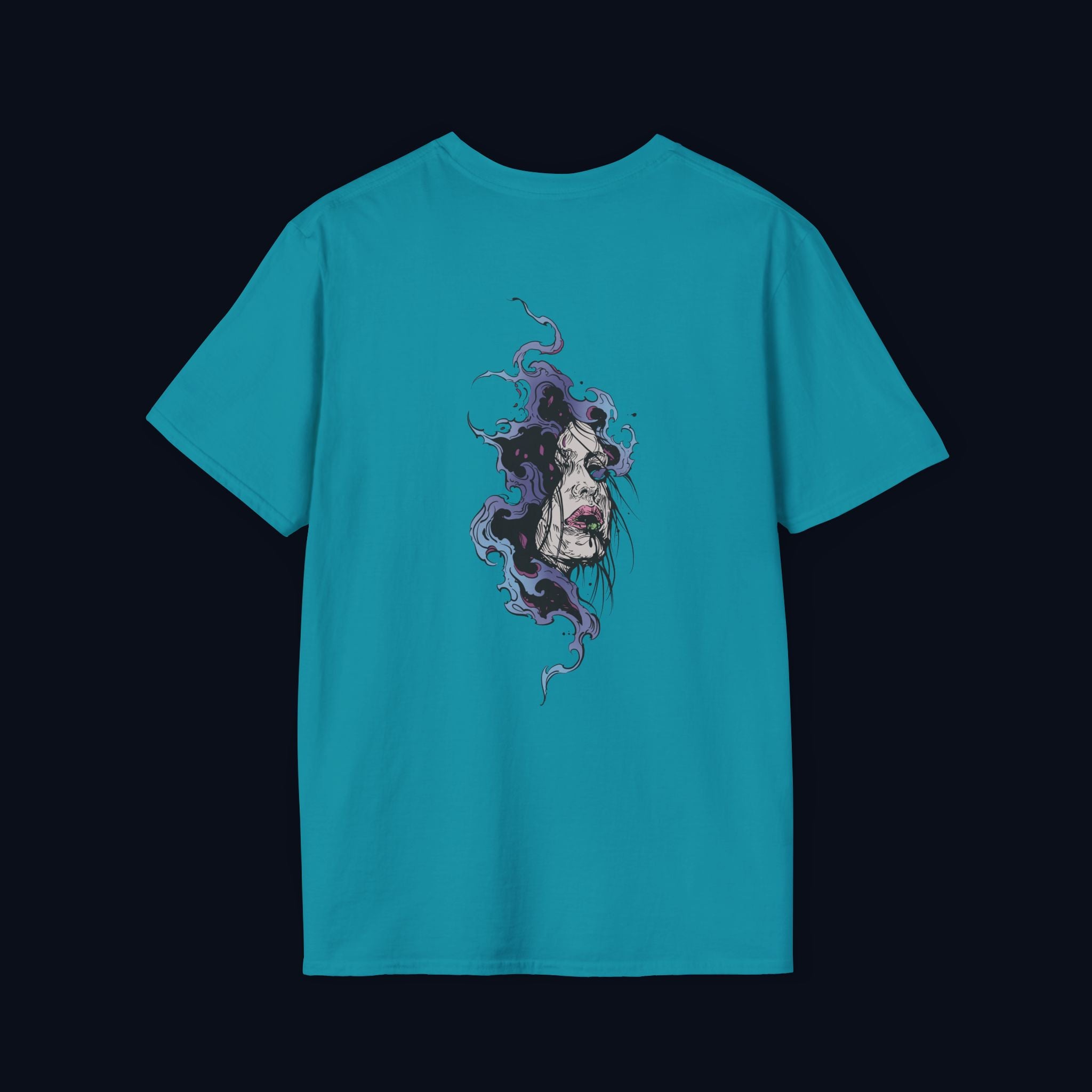 haunted portrait back print t-shirt — nostalgic streetwear inspired by memories