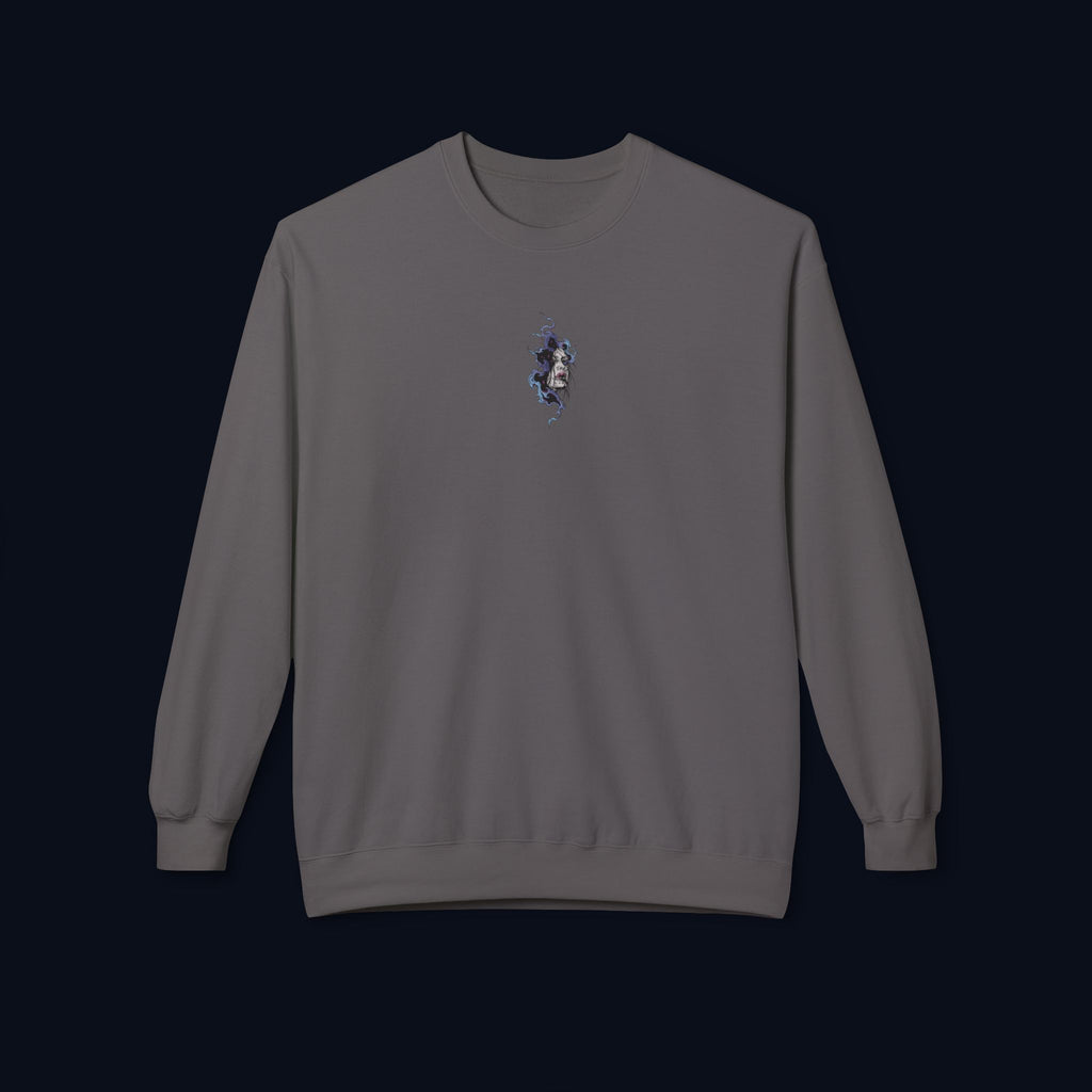 haunted portrait printed crewneck sweatshirt — nostalgic minimalist streetwear