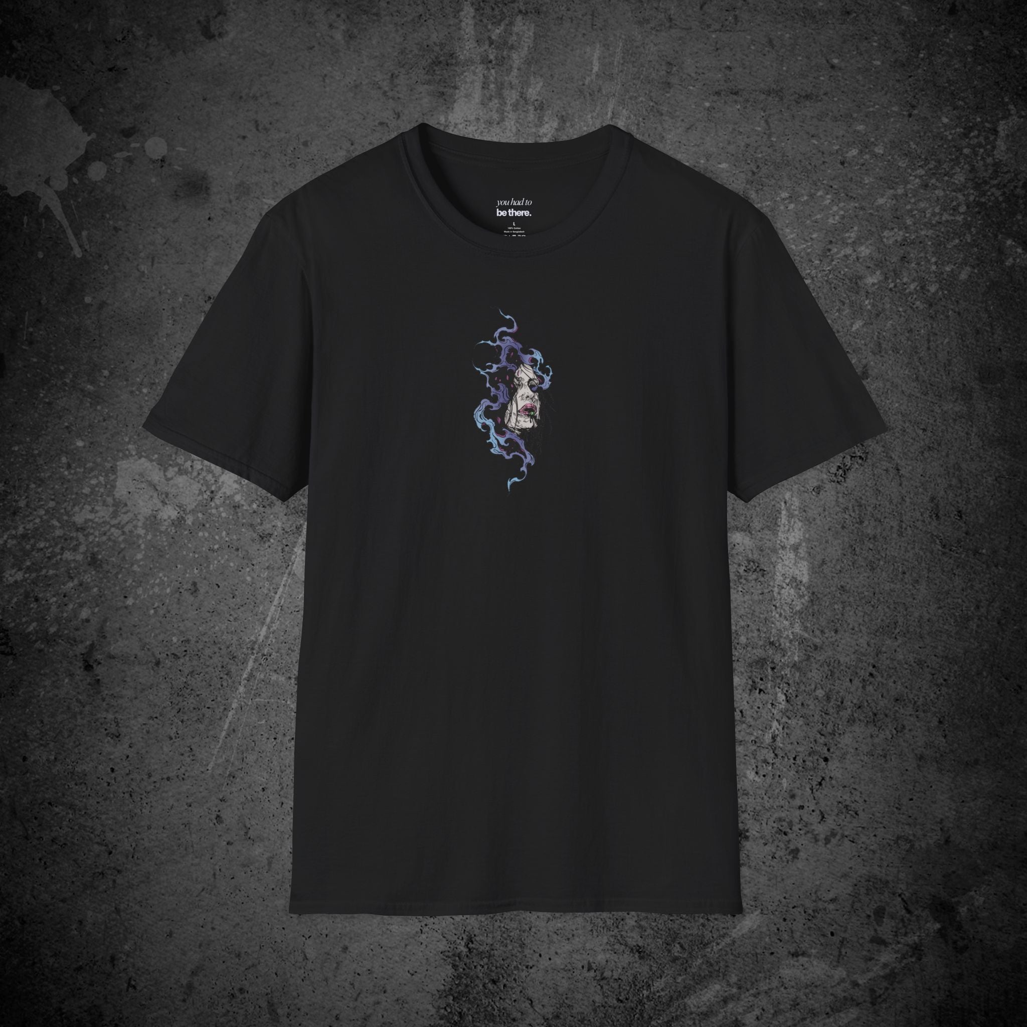 haunted portrait printed t-shirt — nostalgic minimalist streetwear tee
