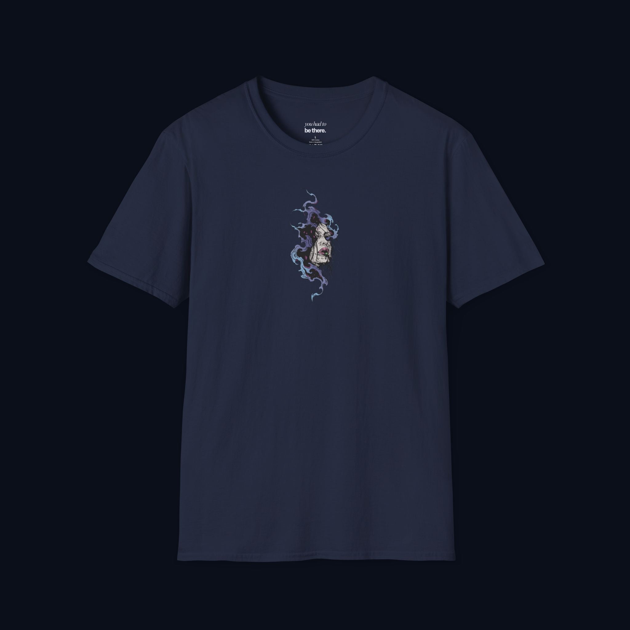 haunted portrait printed t-shirt — nostalgic minimalist streetwear tee