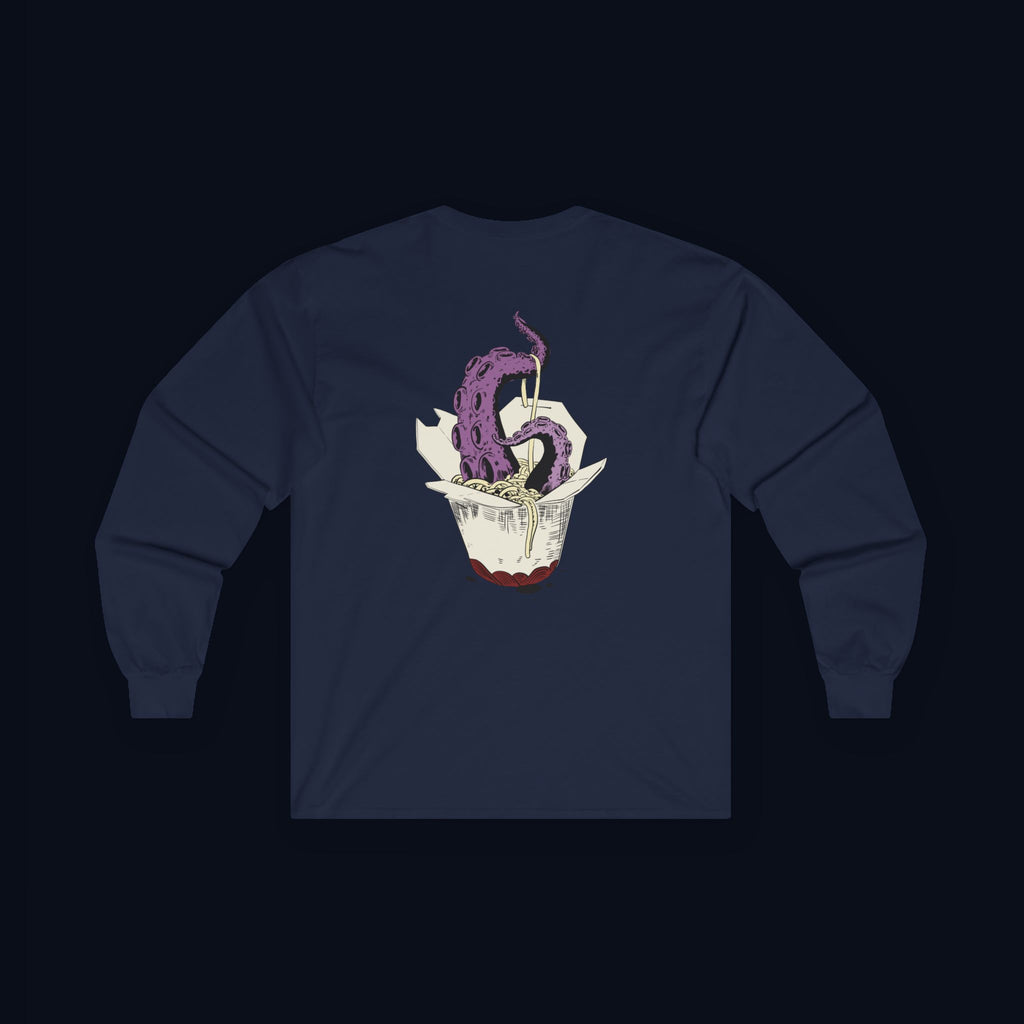 tentacle takeout back print long sleeve t-shirt — nostalgic minimalist streetwear