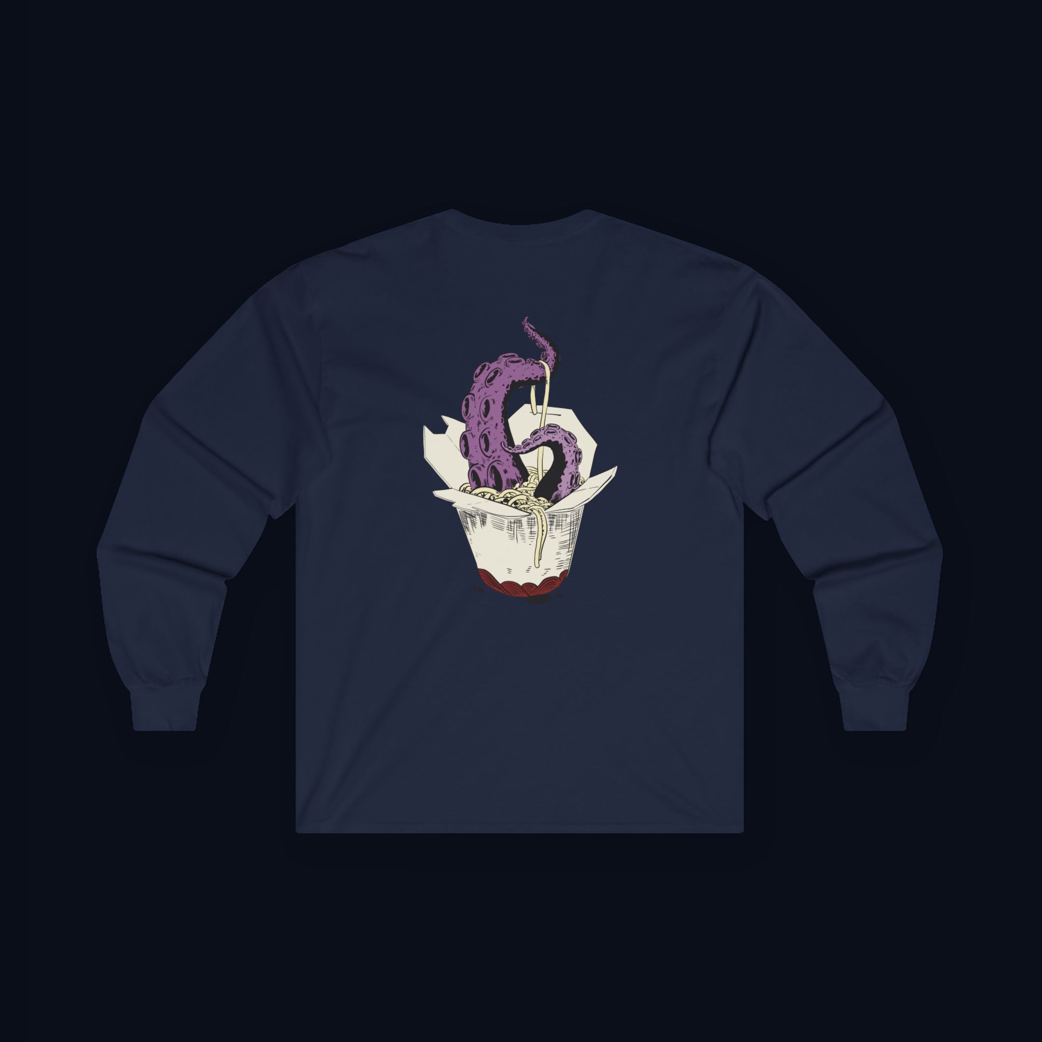 tentacle takeout back print long sleeve t-shirt — nostalgic minimalist streetwear