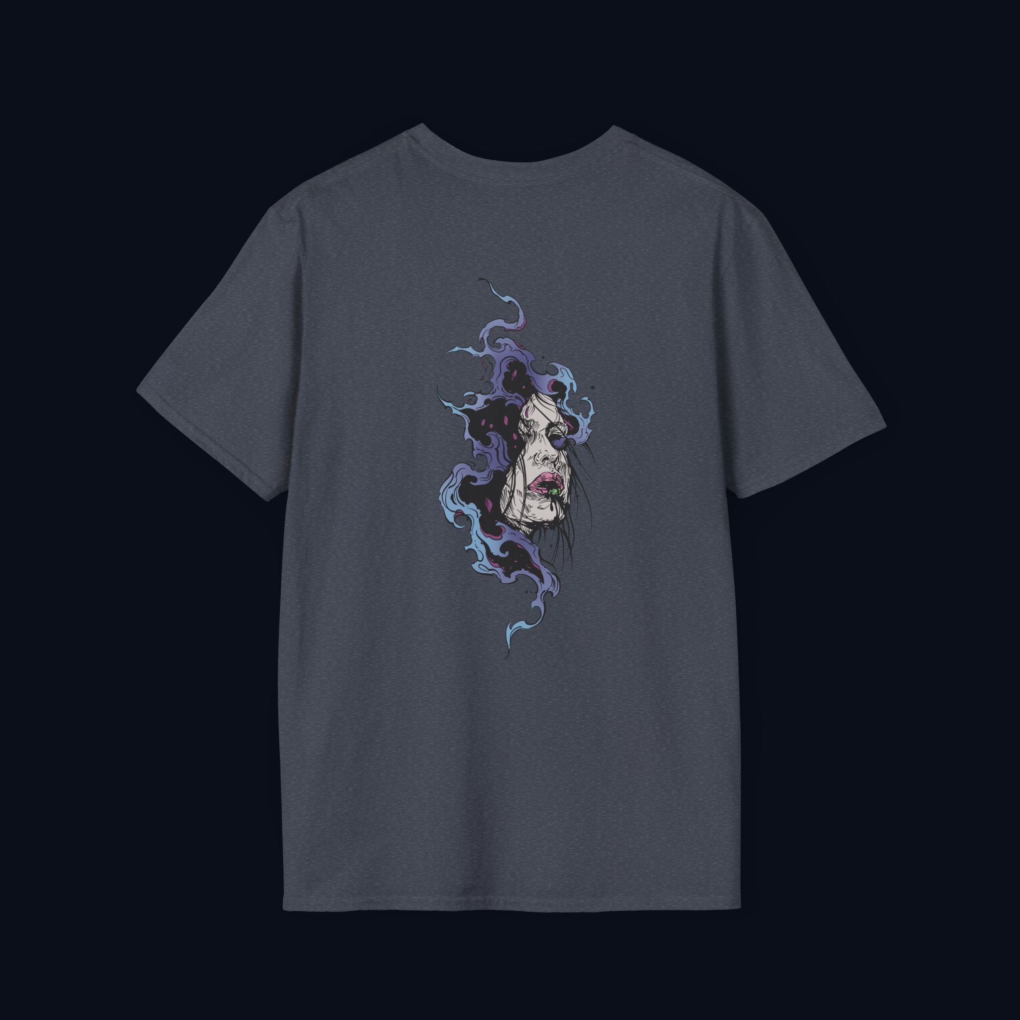 haunted portrait back print t-shirt — nostalgic streetwear inspired by memories