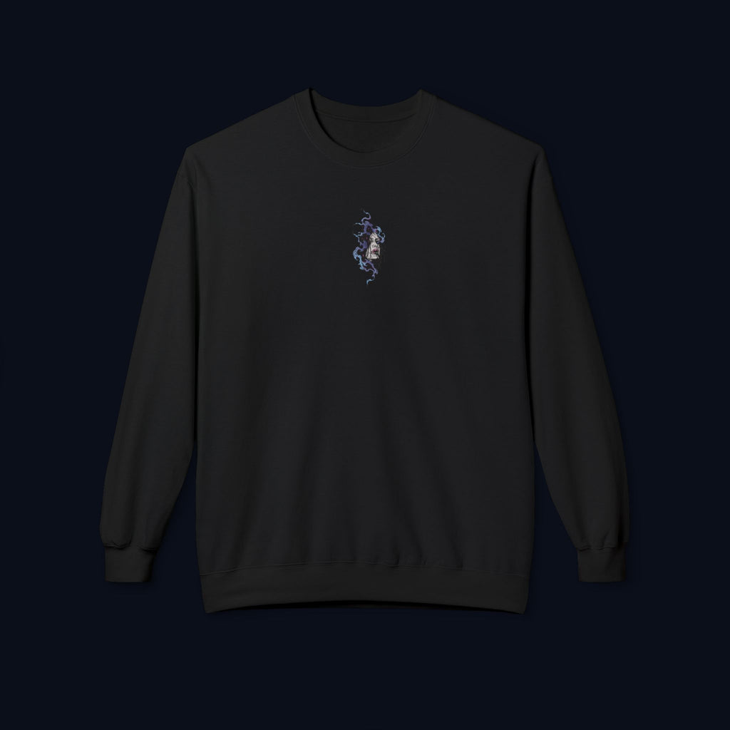 haunted portrait printed crewneck sweatshirt — nostalgic minimalist streetwear