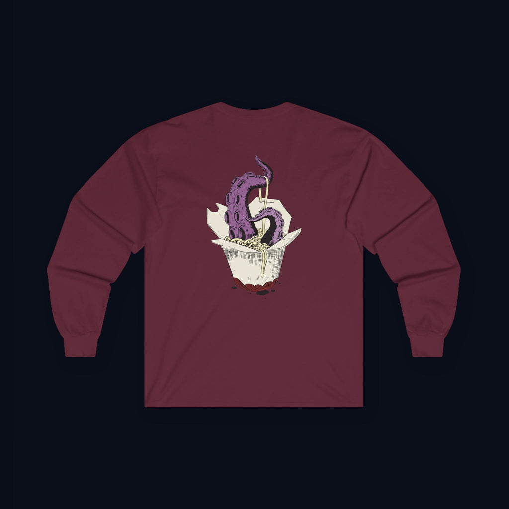 tentacle takeout back print long sleeve t-shirt — nostalgic minimalist streetwear