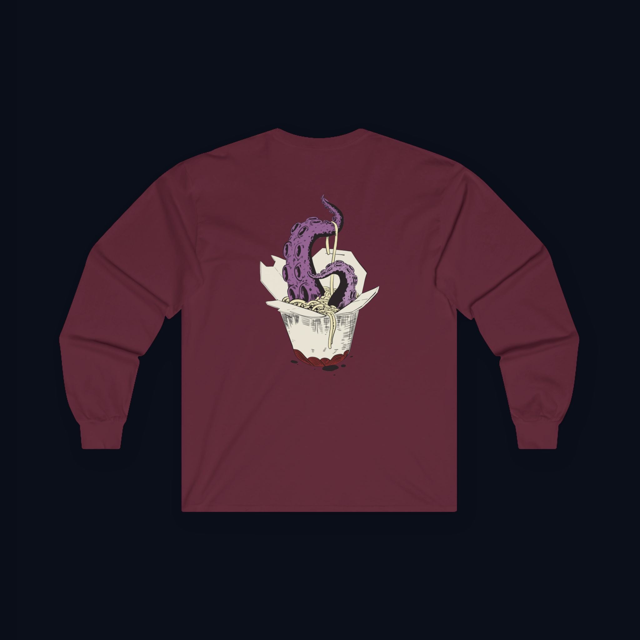 tentacle takeout back print long sleeve t-shirt — nostalgic minimalist streetwear