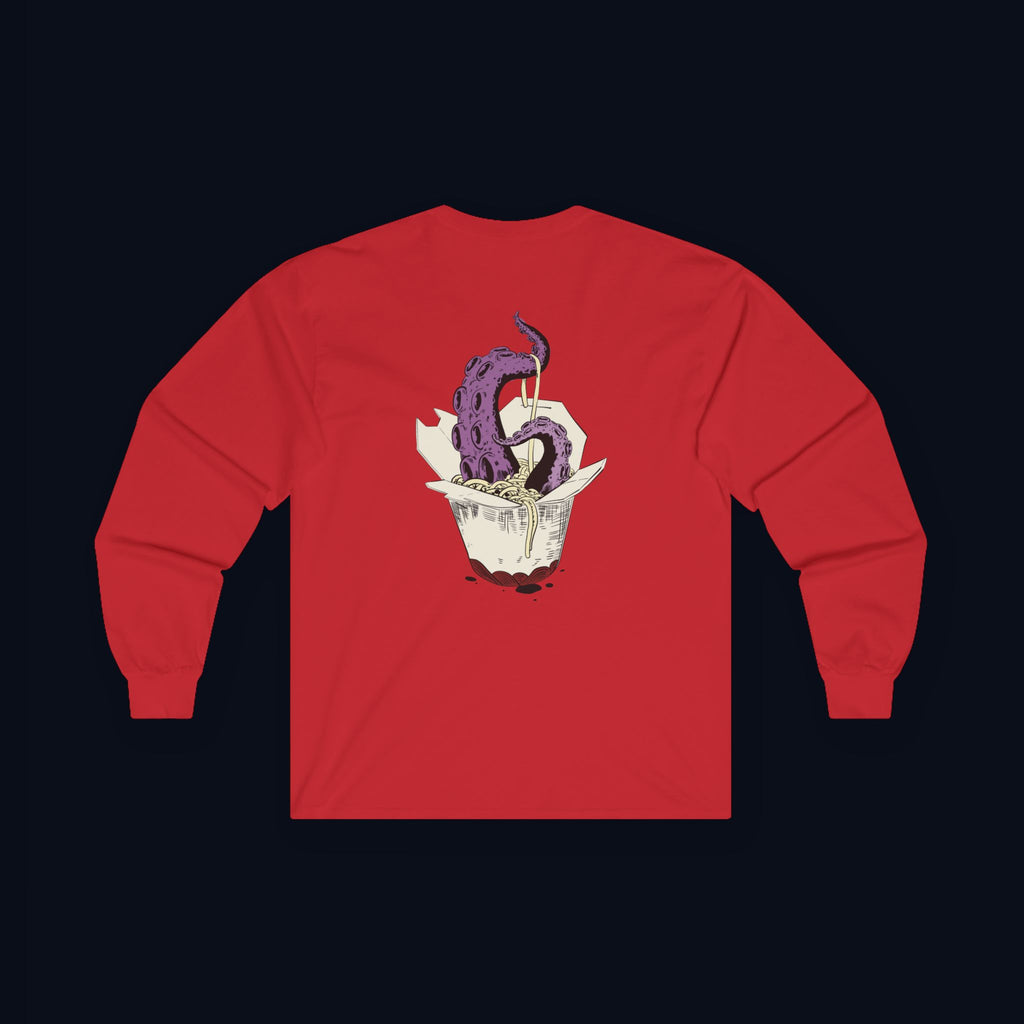 tentacle takeout back print long sleeve t-shirt — nostalgic minimalist streetwear