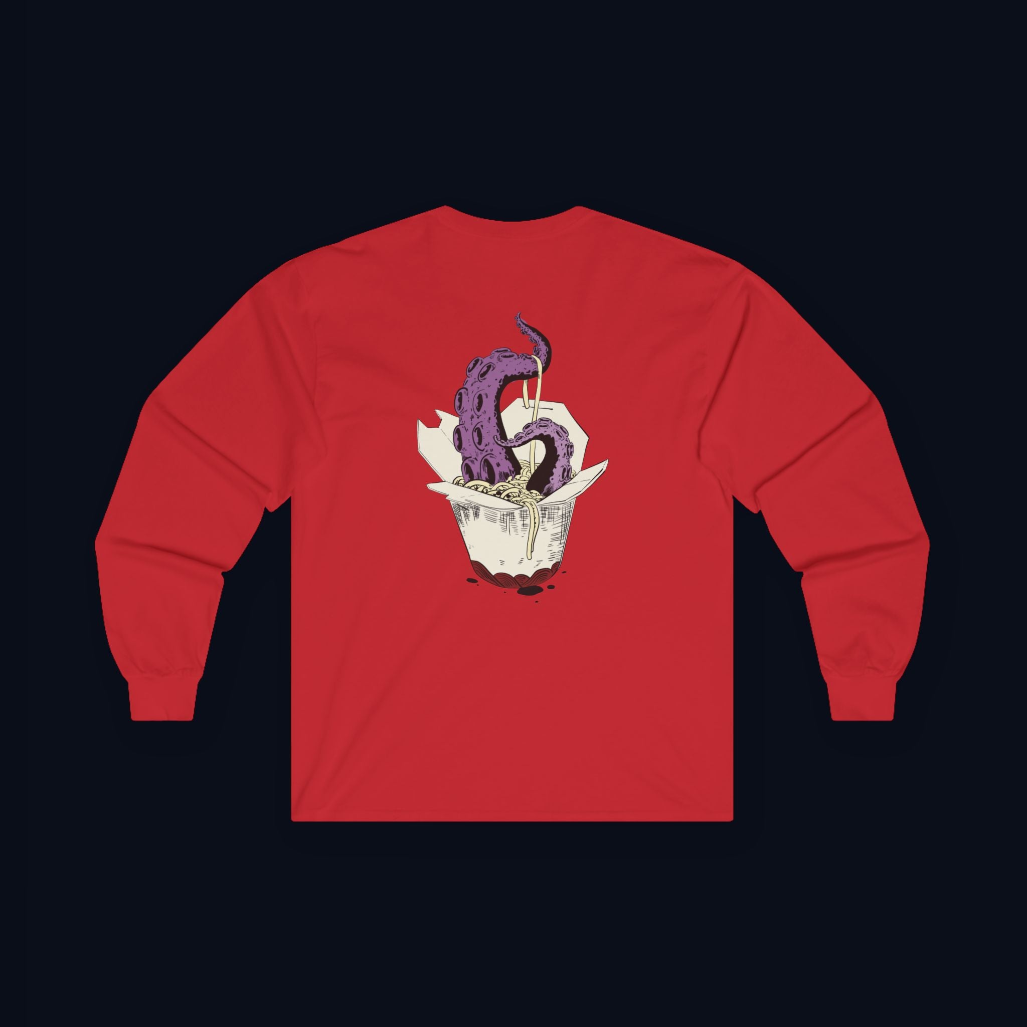 tentacle takeout back print long sleeve t-shirt — nostalgic minimalist streetwear