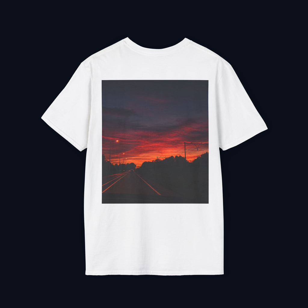the long way home back print t-shirt — nostalgic minimalist streetwear