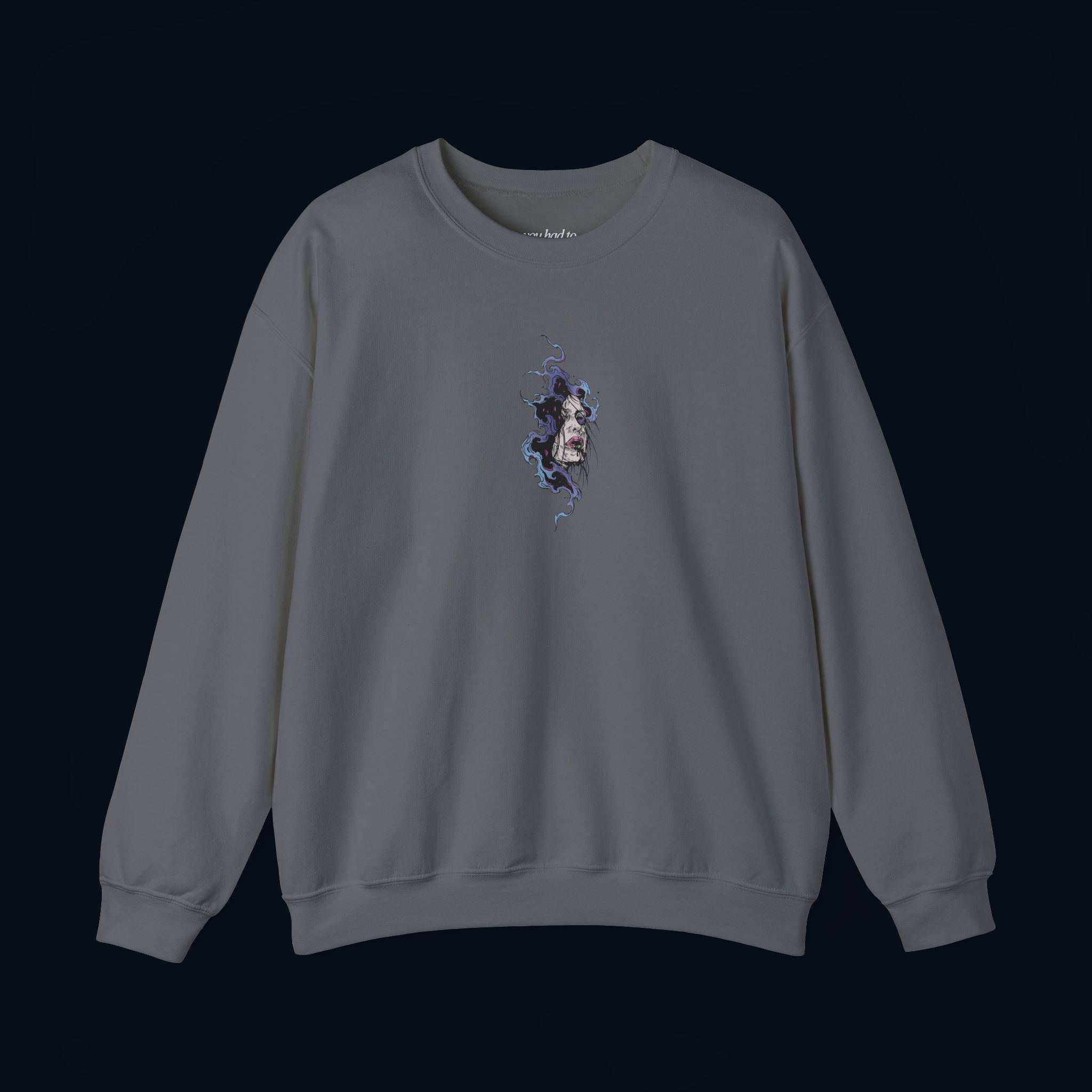 haunted portrait printed crewneck sweatshirt — nostalgic minimalist streetwear