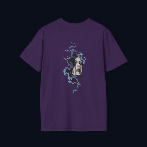haunted portrait back print t-shirt — nostalgic streetwear inspired by memories