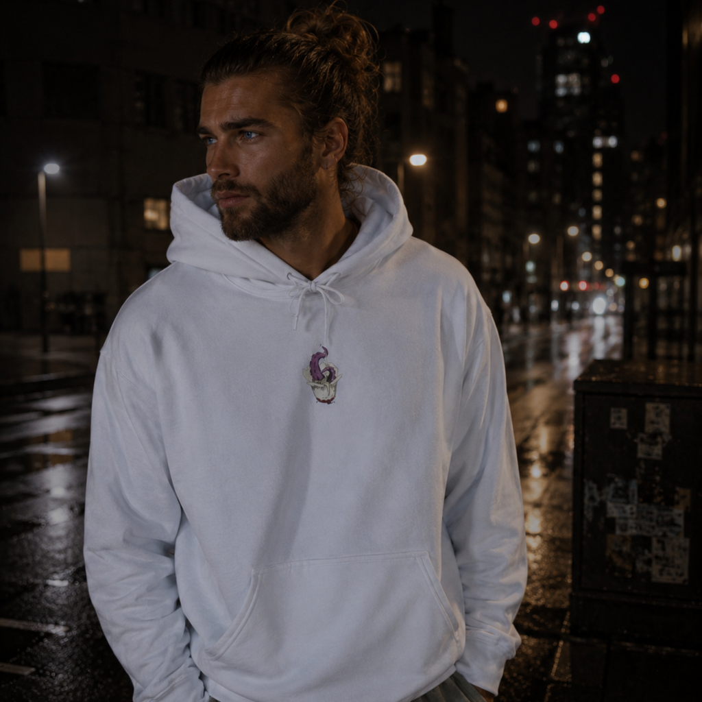 tentacle takeout printed hoodie — nostalgic minimalist streetwear