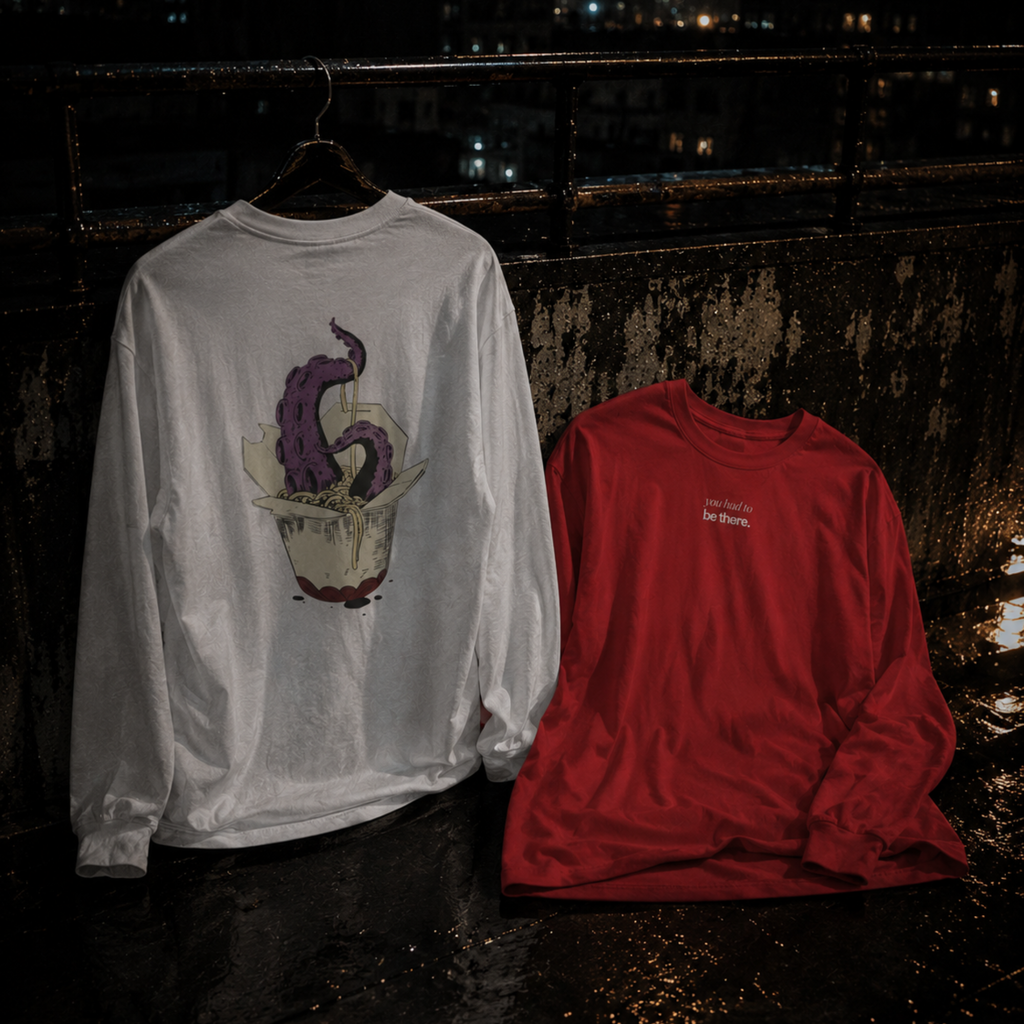 tentacle takeout long sleeve t-shirt — nostalgic minimalist streetwear
