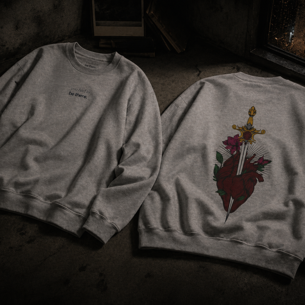 last goodbye back print crewneck sweatshirt — nostalgic minimalist streetwear
