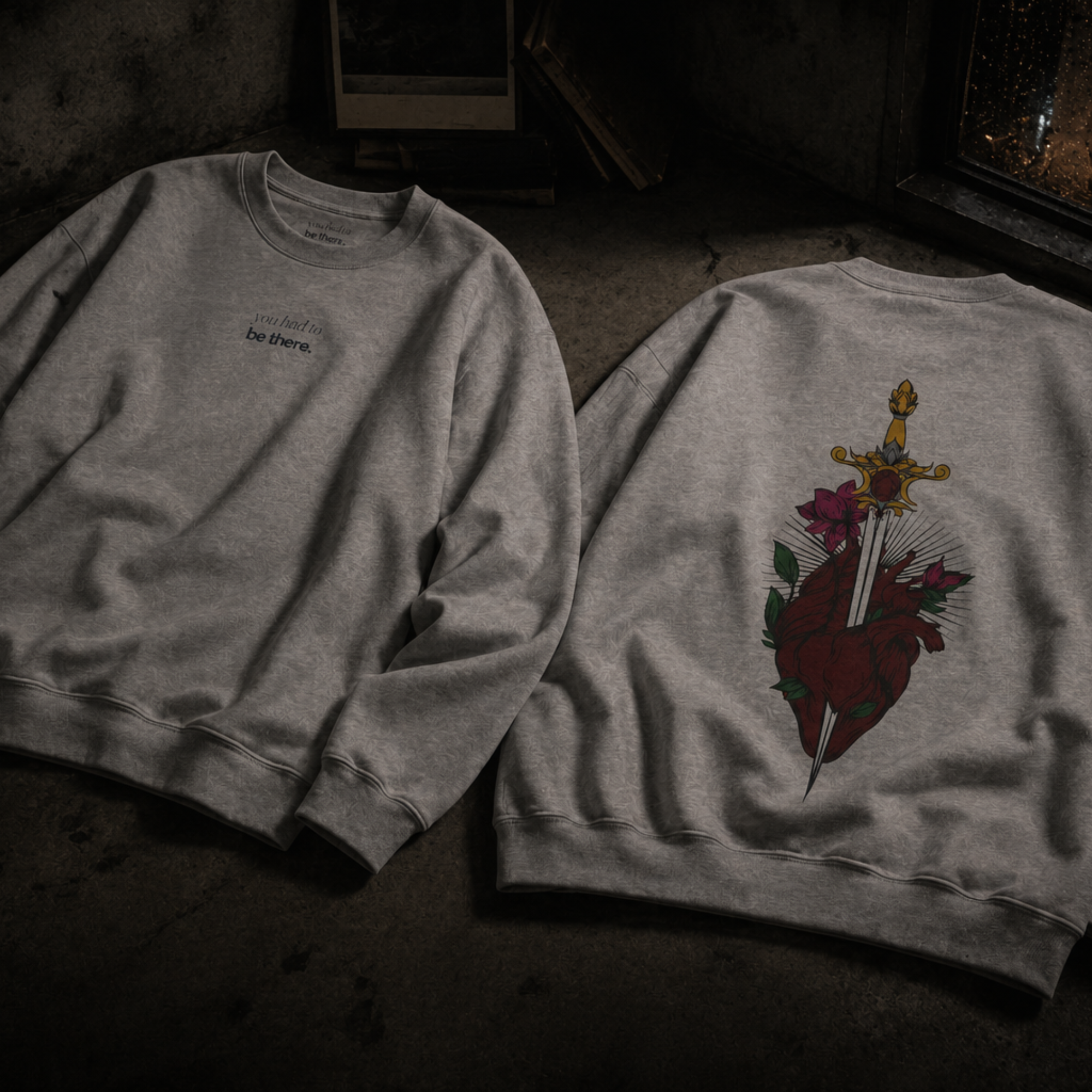 last goodbye back print crewneck sweatshirt — nostalgic minimalist streetwear