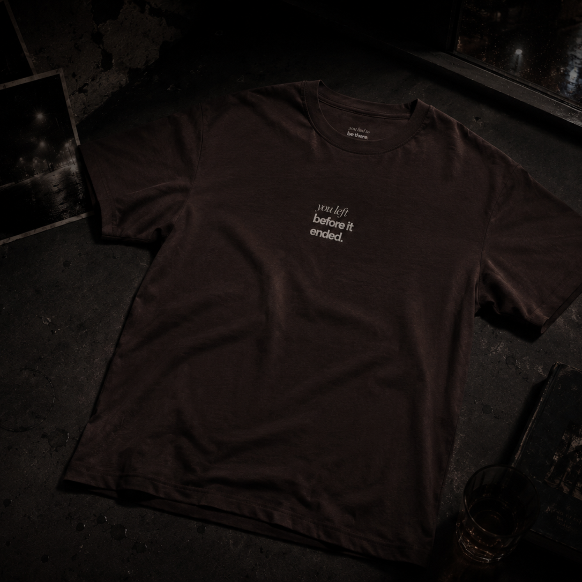 you left before it ended printed t-shirt — nostalgic minimalist streetwear
