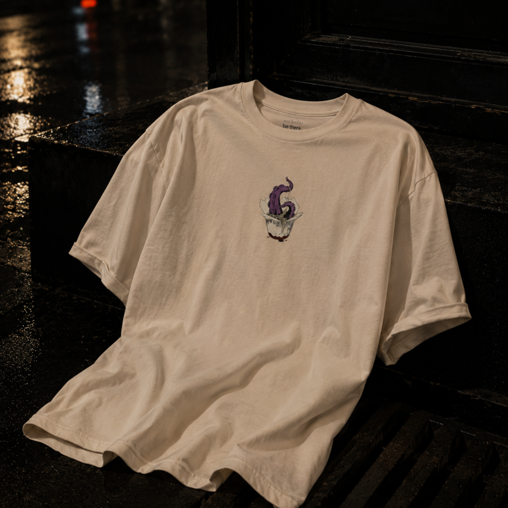 tentacle takeout printed t-shirt — nostalgic minimalist streetwear tee