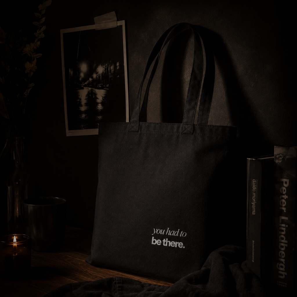 haunted portrait canvas tote bag — heavyweight nostalgic streetwear tote