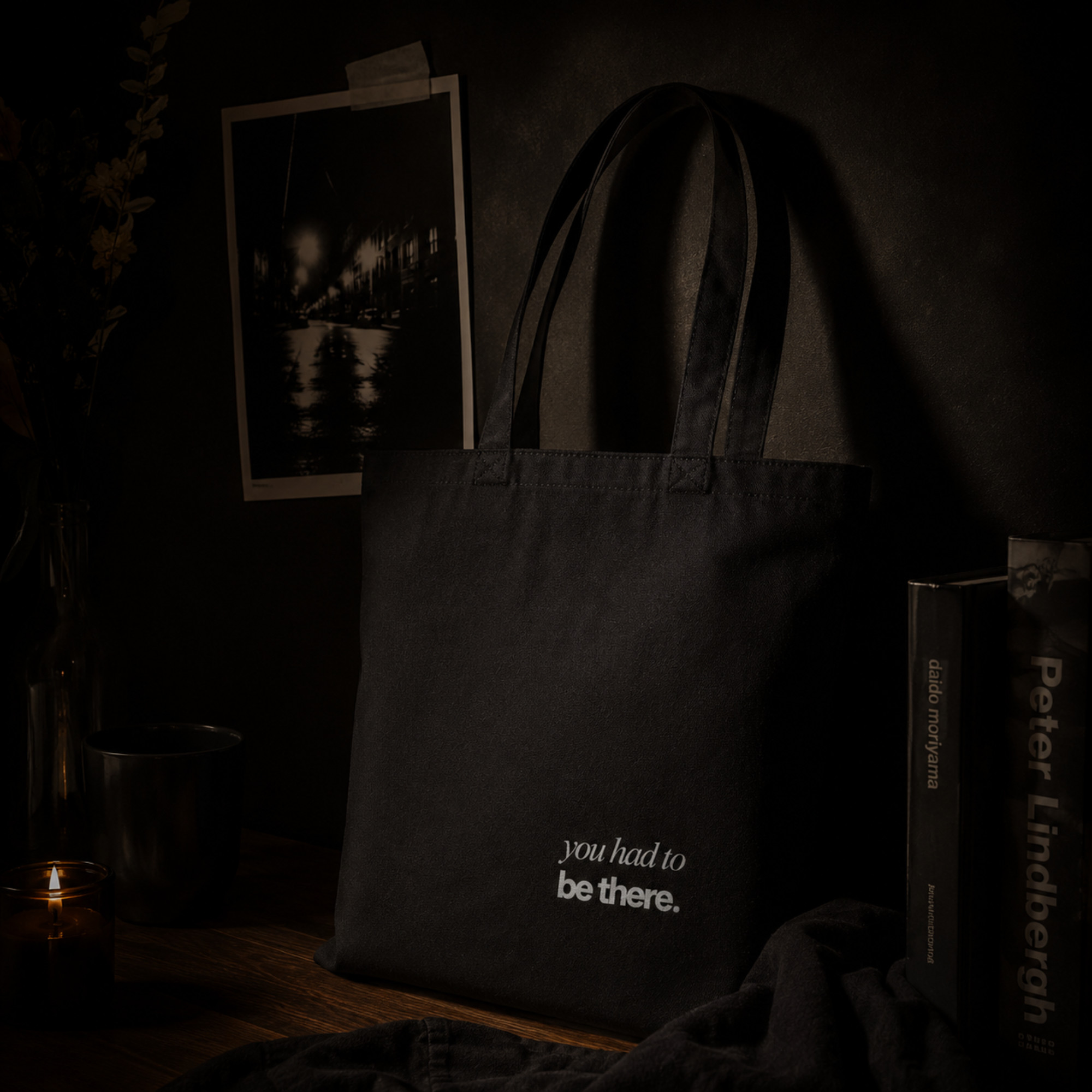 haunted portrait canvas tote bag — heavyweight nostalgic streetwear tote