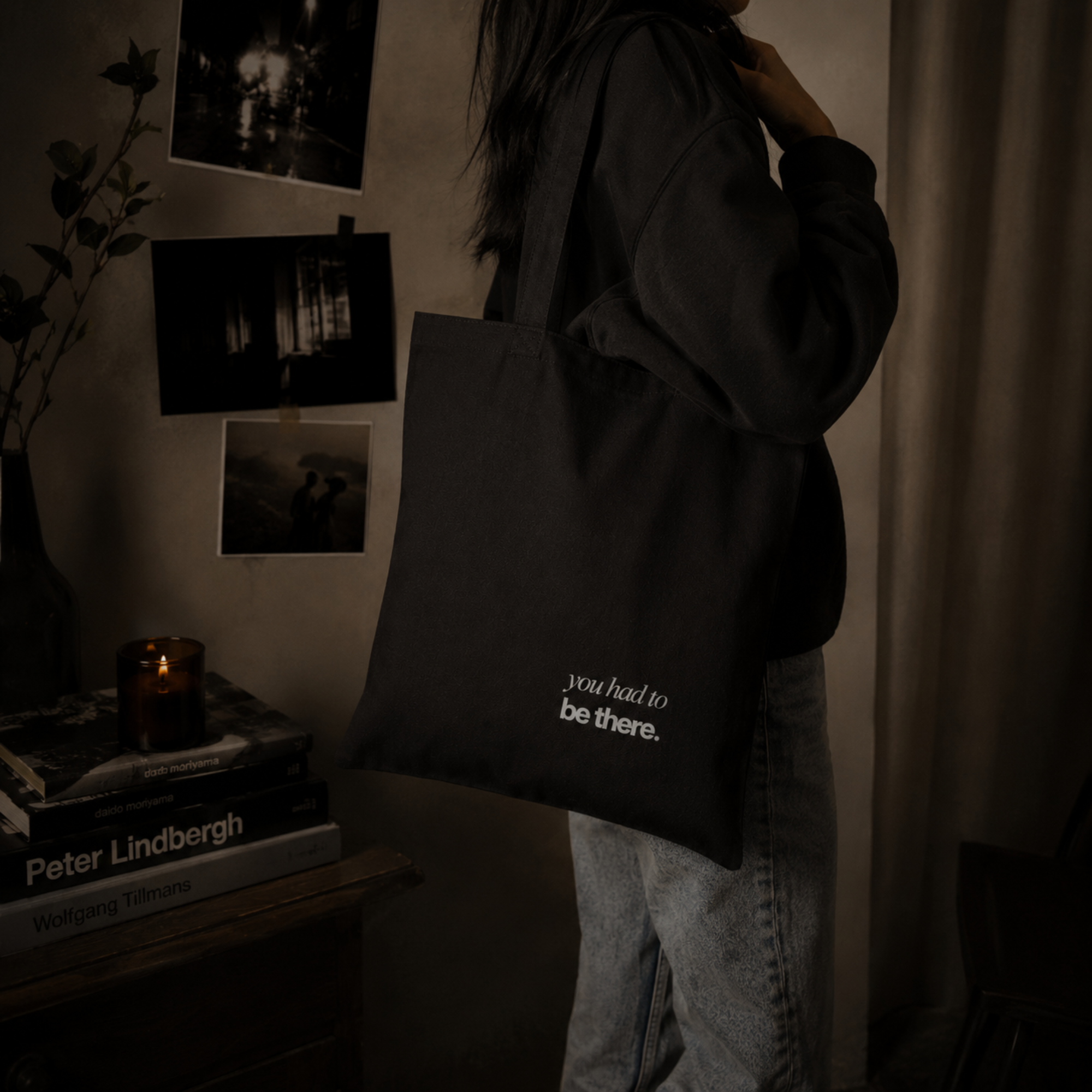 haunted portrait canvas tote bag — heavyweight nostalgic streetwear tote