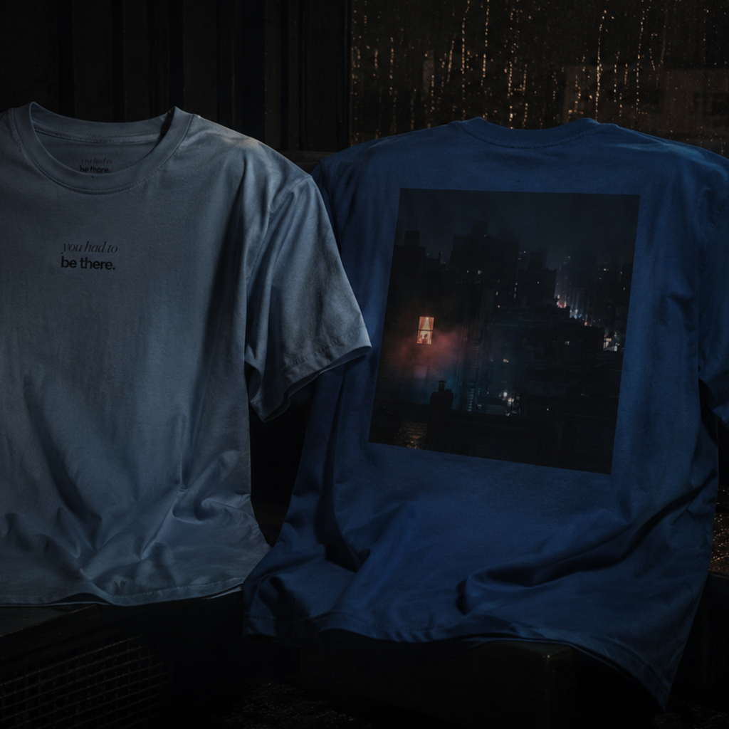 window light back print t-shirt — nostalgic minimalist streetwear tee