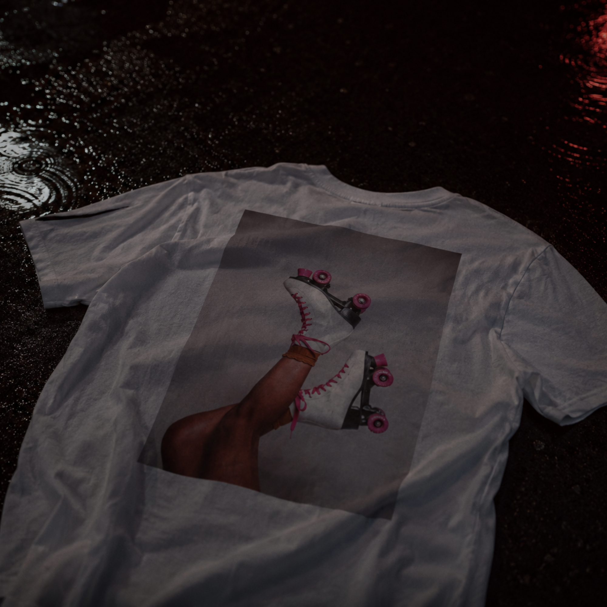 roller disco dreams back print t-shirt — nostalgic minimalist streetwear