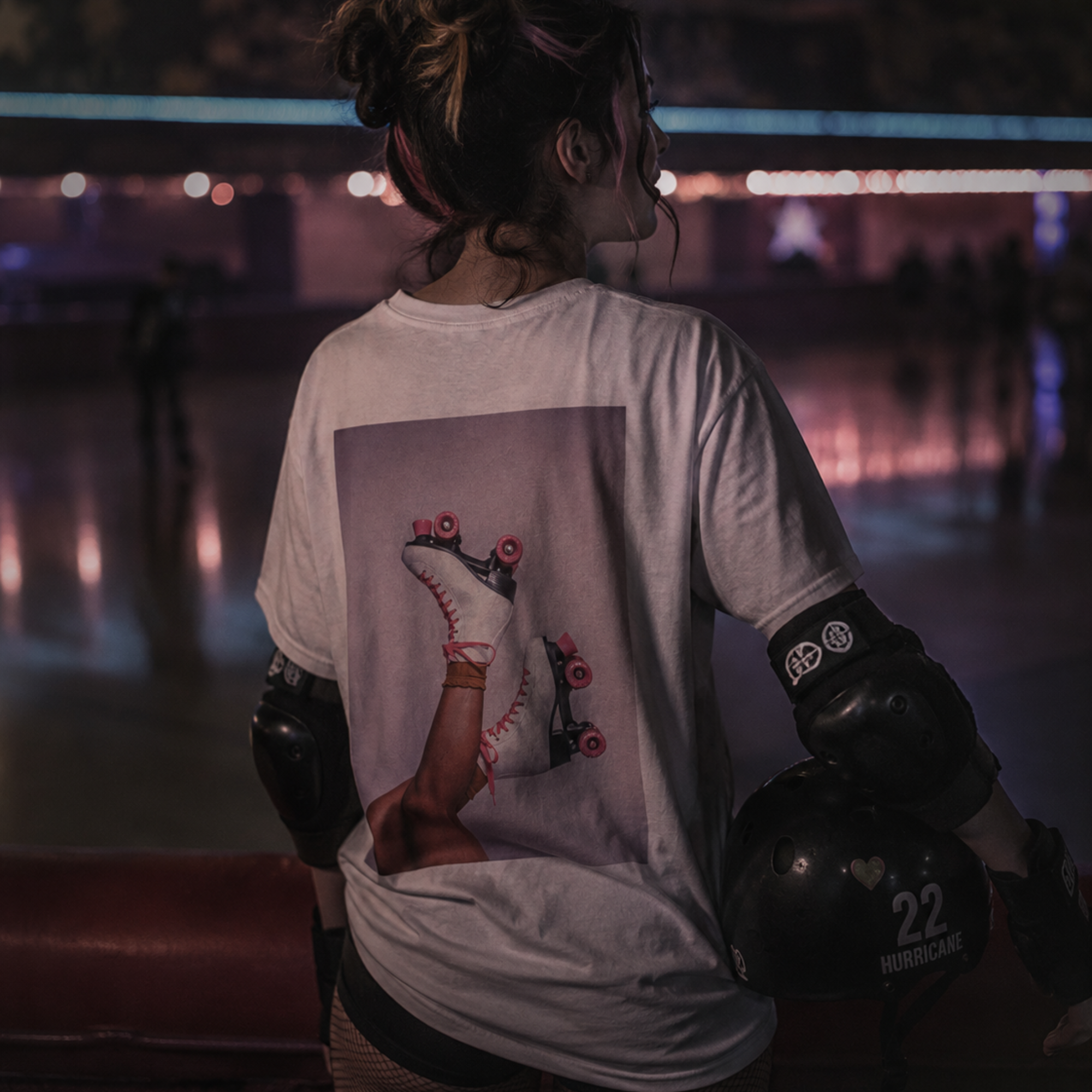 roller disco dreams back print t-shirt — nostalgic minimalist streetwear