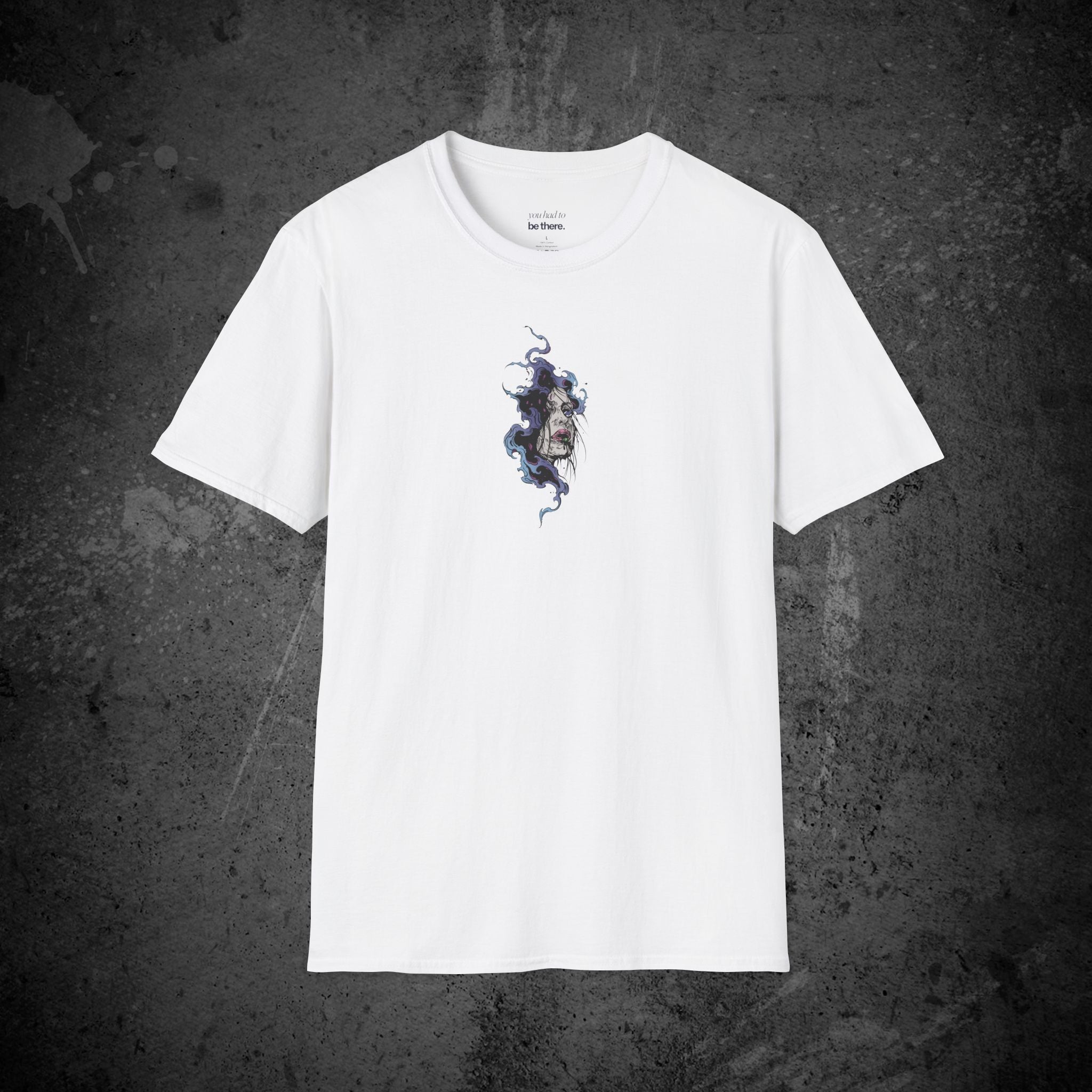 haunted portrait printed t-shirt — nostalgic minimalist streetwear tee