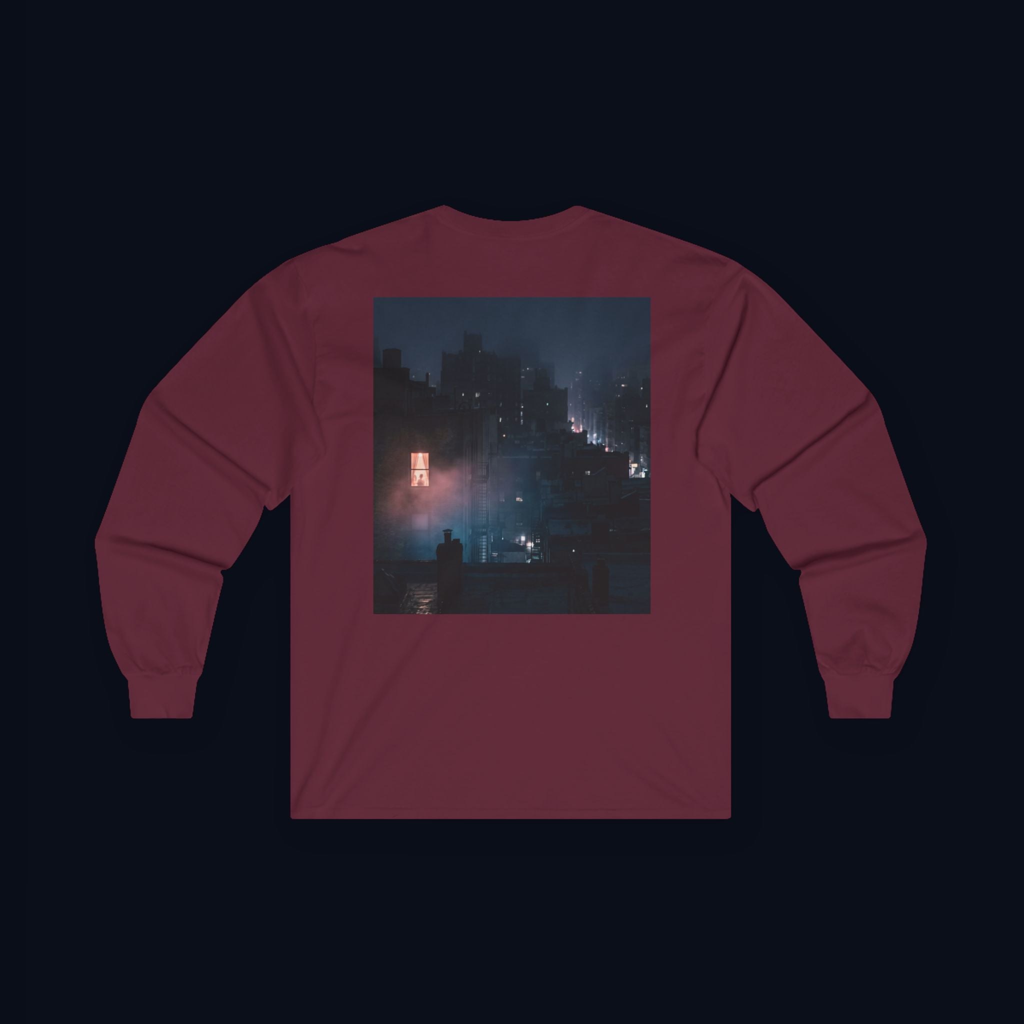 window light back print long sleeve t-shirt — nostalgic minimalist streetwear